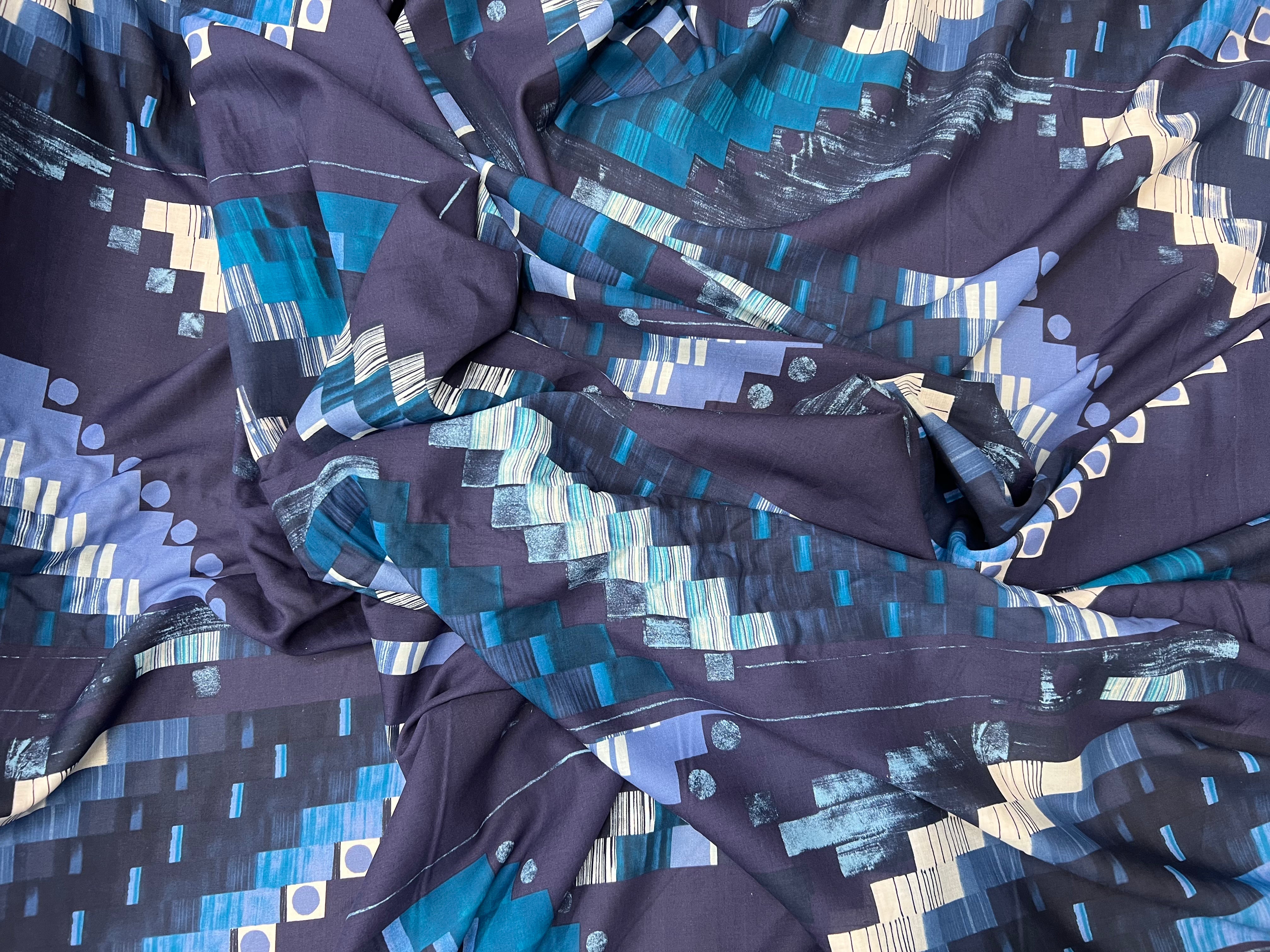 VOILE DE COTON ORIGAMI DE COULEUR FOND BLEUÂ - My Little Coupon