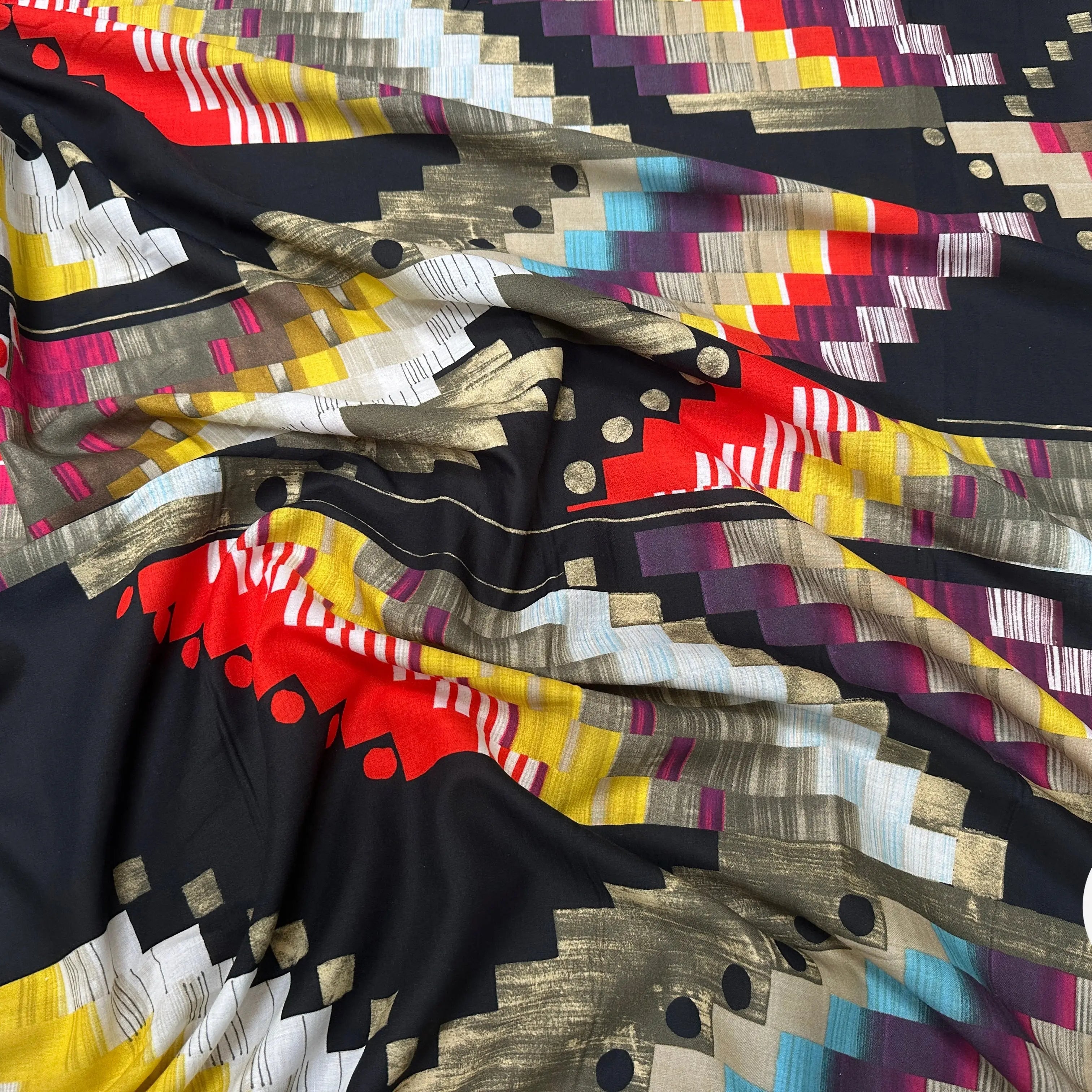 VOILE DE COTON ORIGAMI DE COULEUR FOND NOIR - My Little Coupon