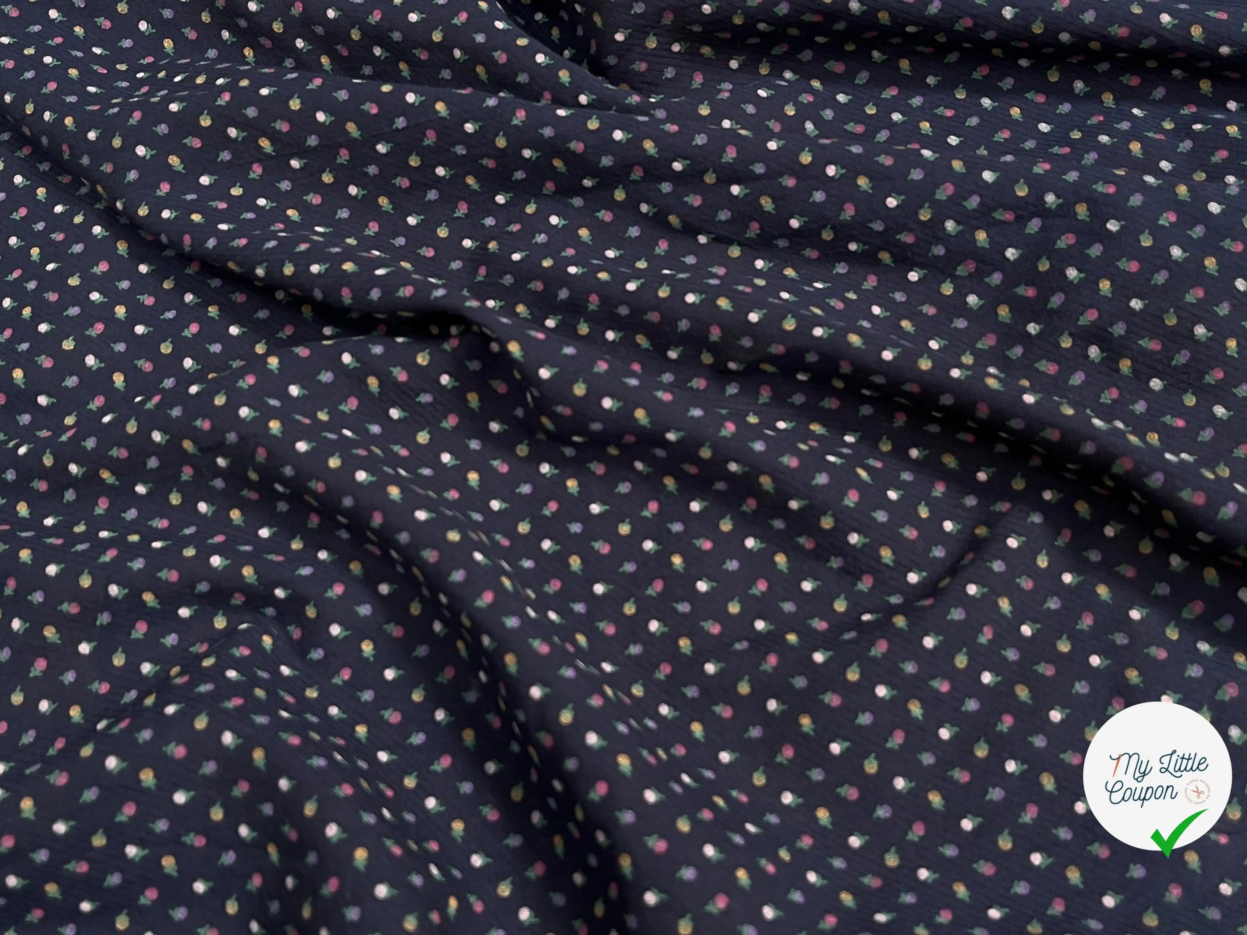 VOILE DE COTON SERGÉE PETITES FLEURS MULTICOLORES - My Little Coupon