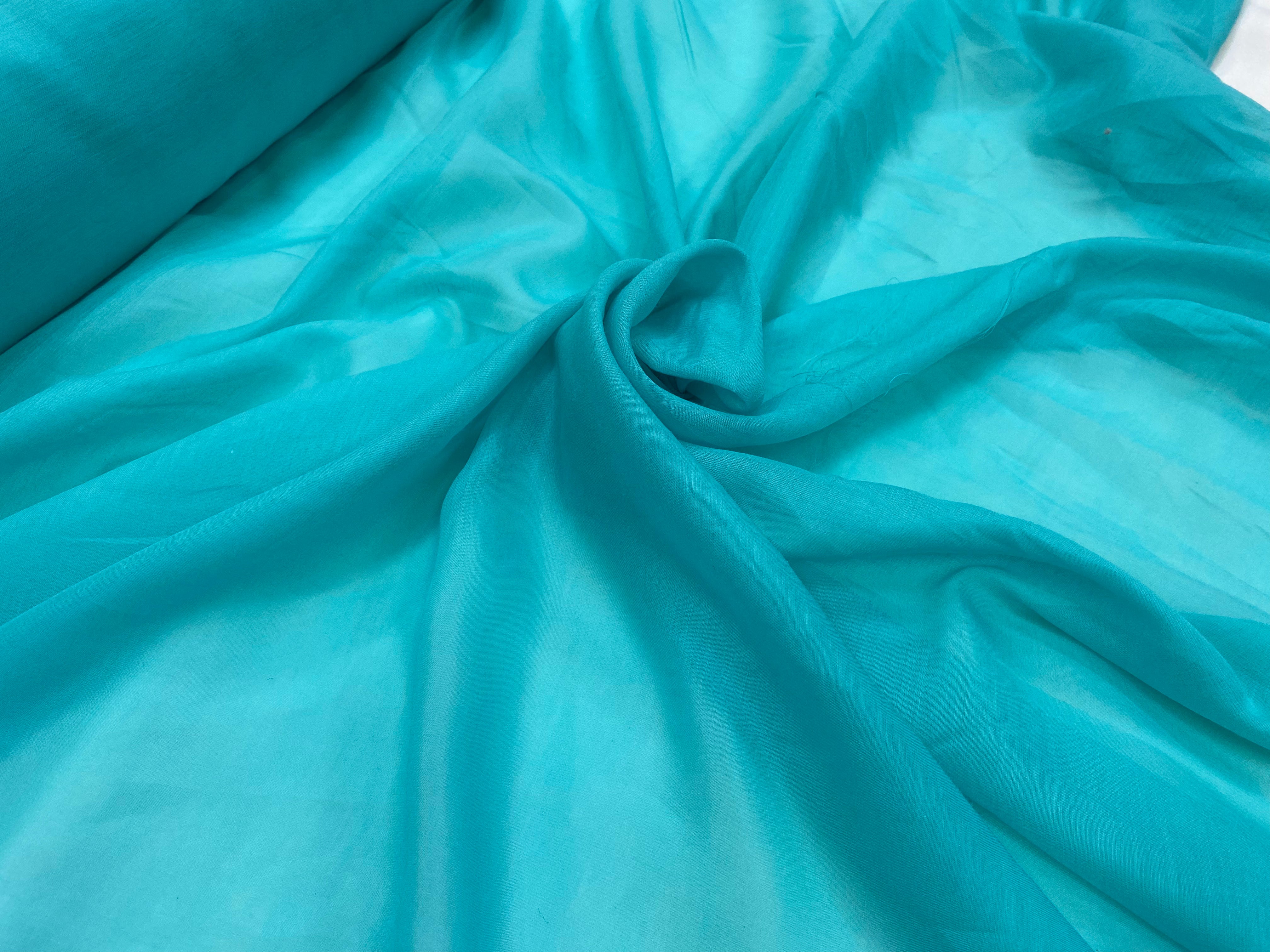 VOILE DE COTON SOIE BLEU PISCINE ULTRA DOUX - My Little Coupon