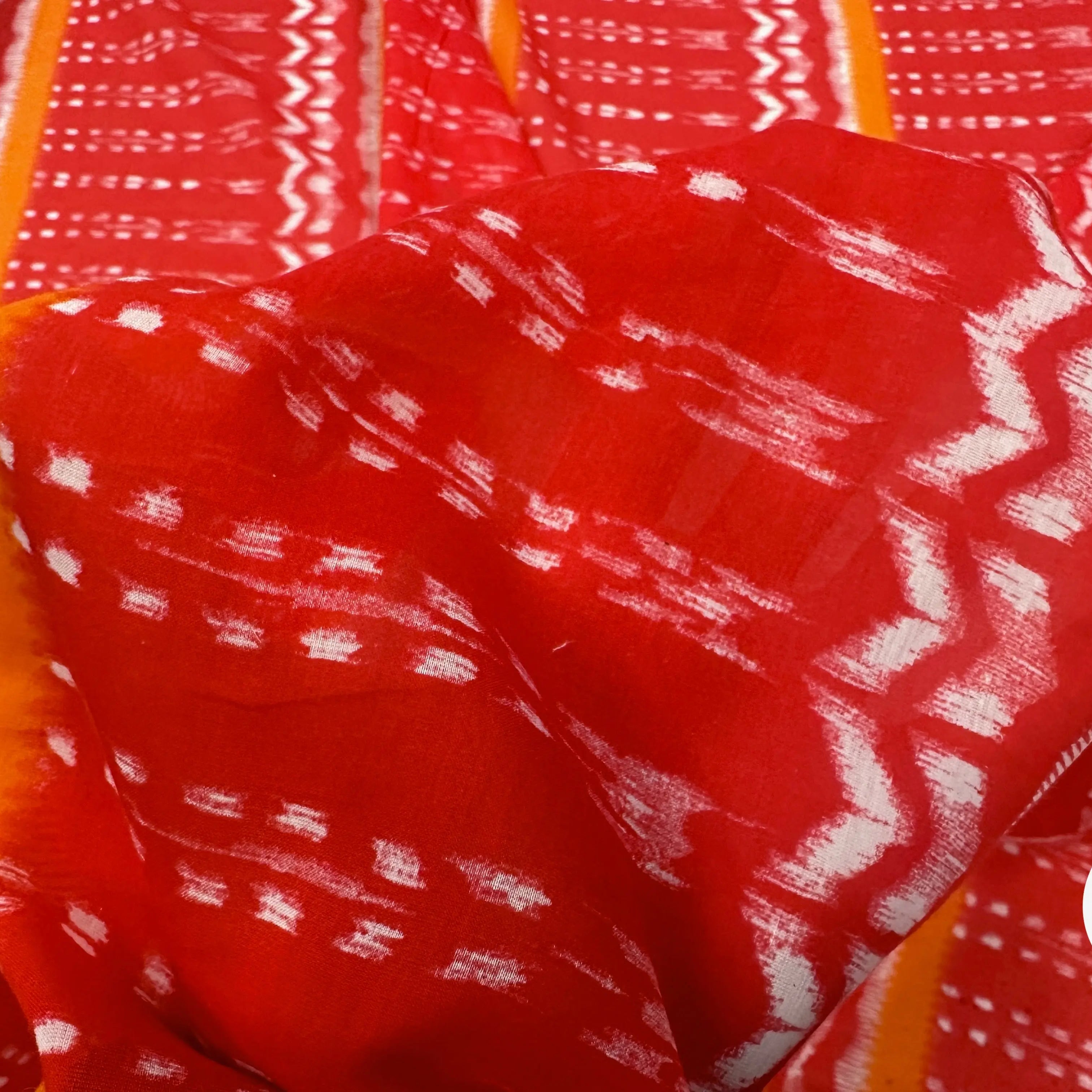 VOILE DE COTON SOIE ORANGE RED TRIBAL MLC INTERN