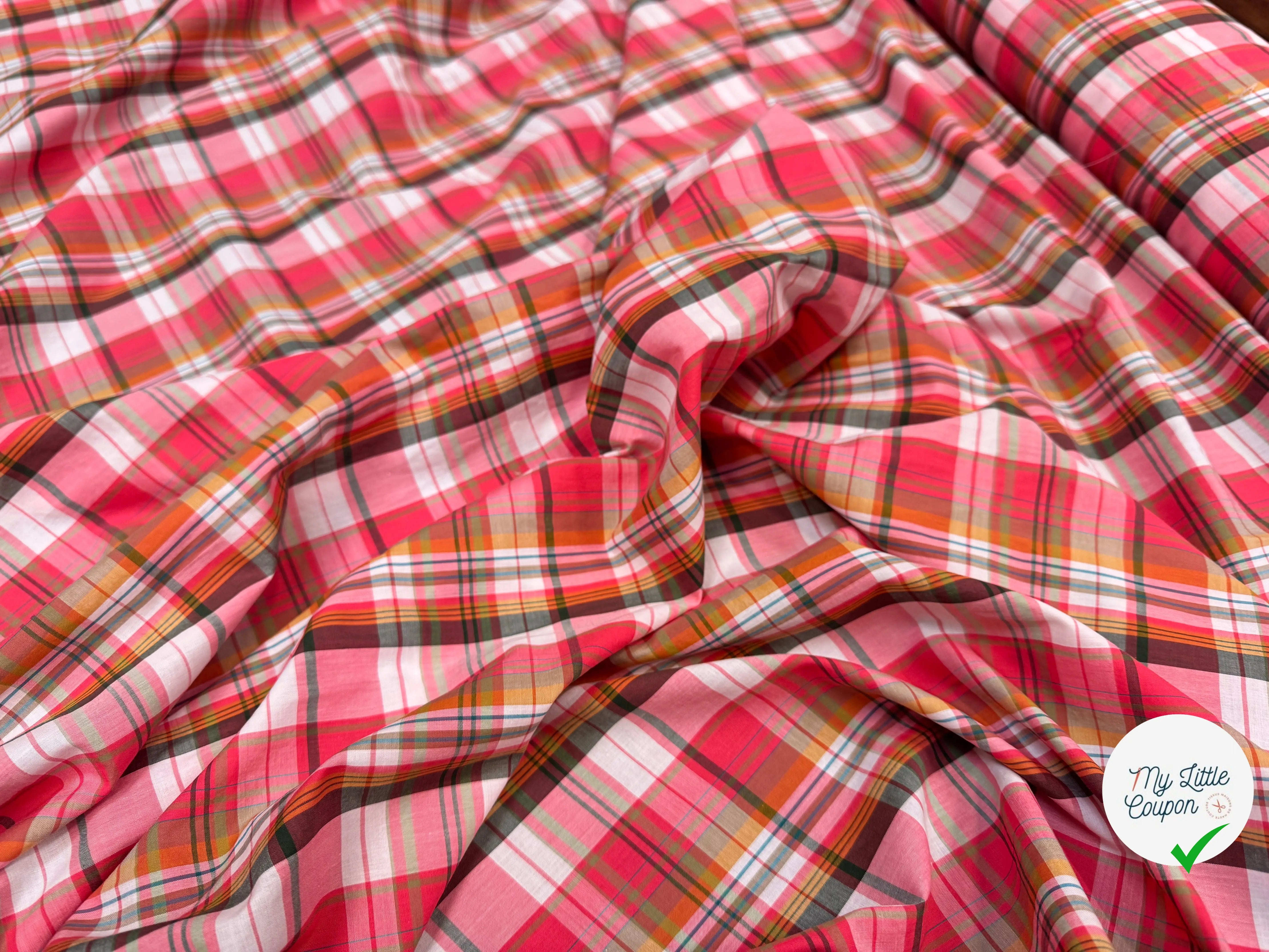 VOILE DE COTON TARTAN ROSE 13 - My Little Coupon