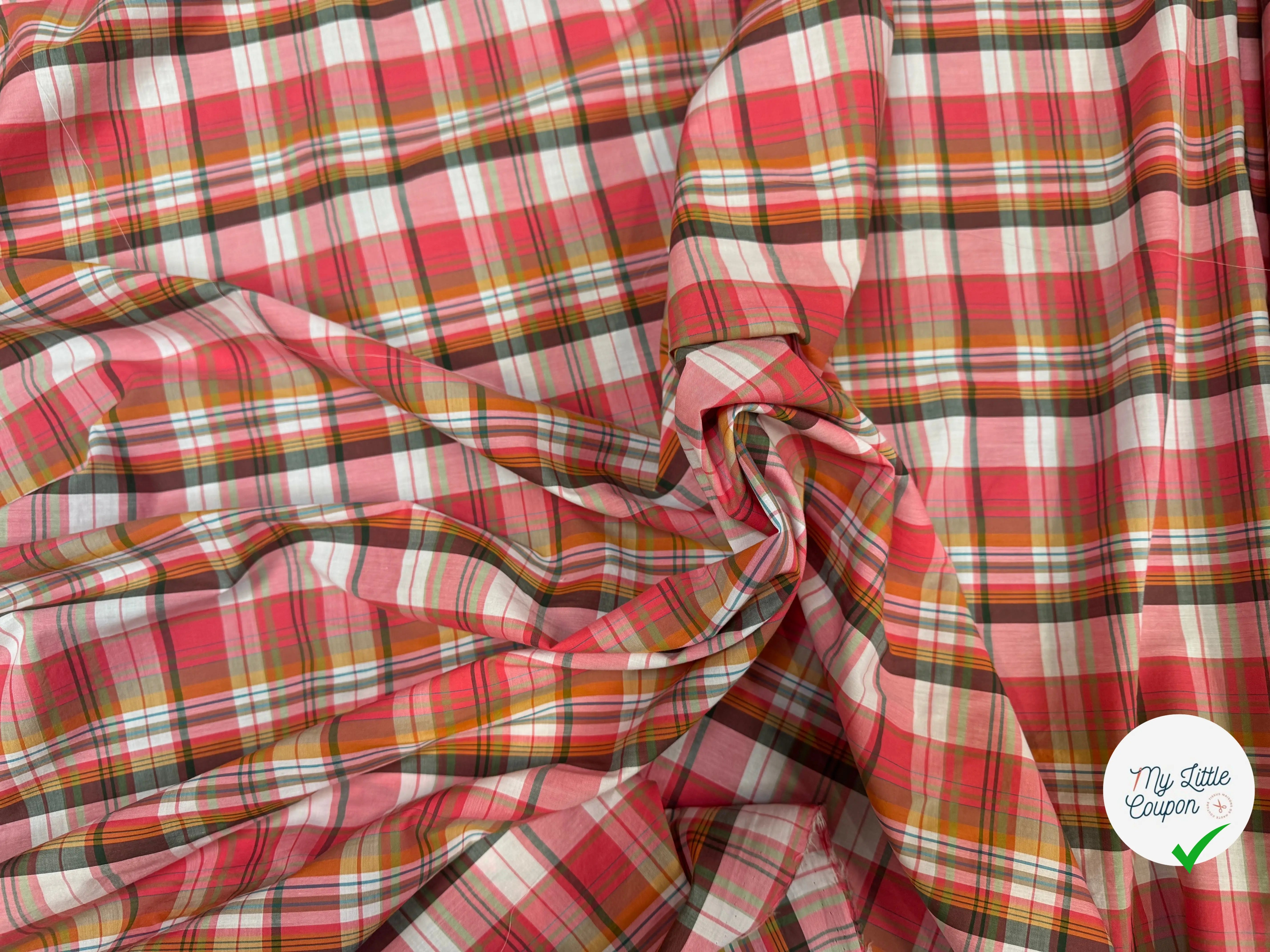 VOILE DE COTON TARTAN ROSE 13 - My Little Coupon