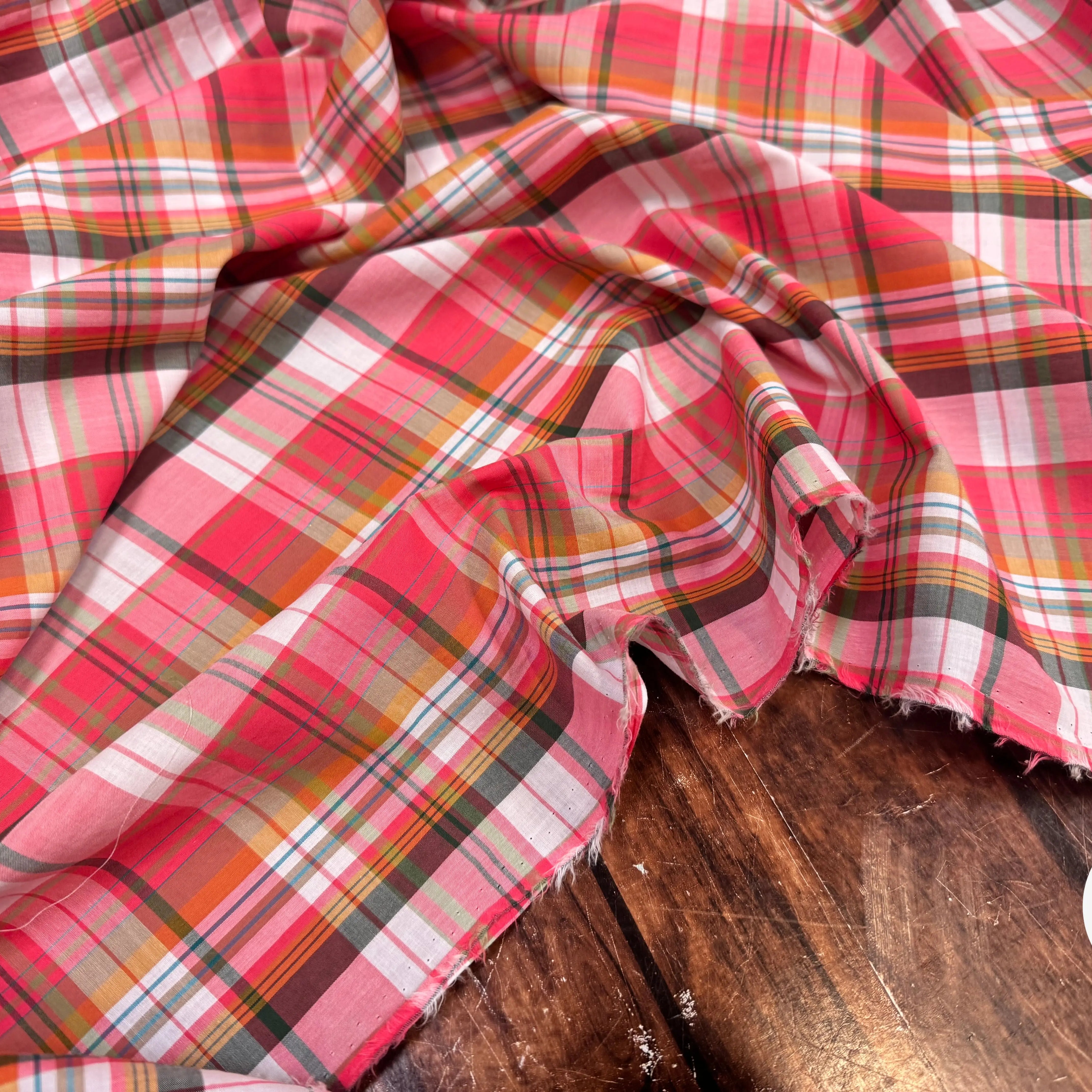 VOILE DE COTON TARTAN ROSE 13 - My Little Coupon