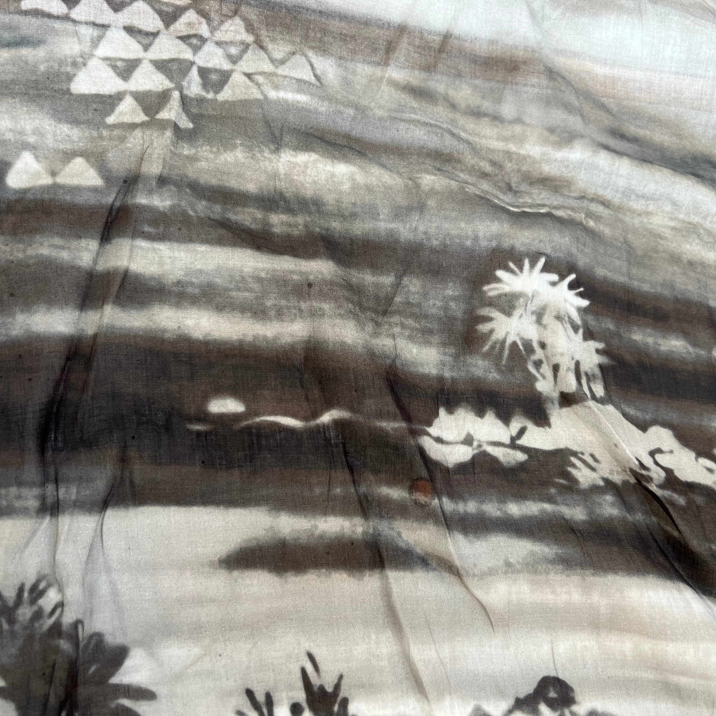 VOILE DE COTON TIE AND DYE TROPICAL CAMAIEU DE GRIS MLC INTERN