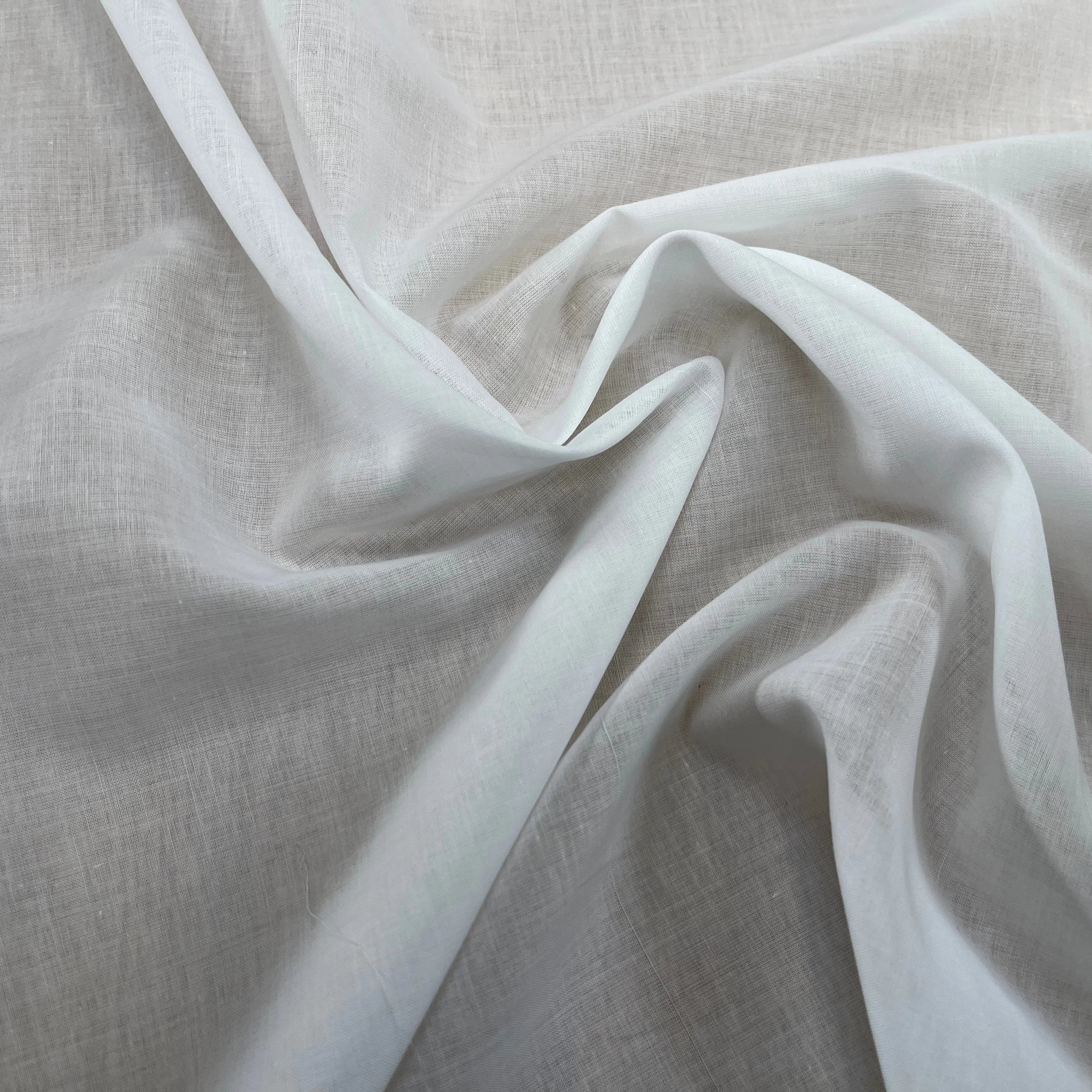 VOILE DE COTON UNI BLANC FLUIDE 148CM - My Little Coupon