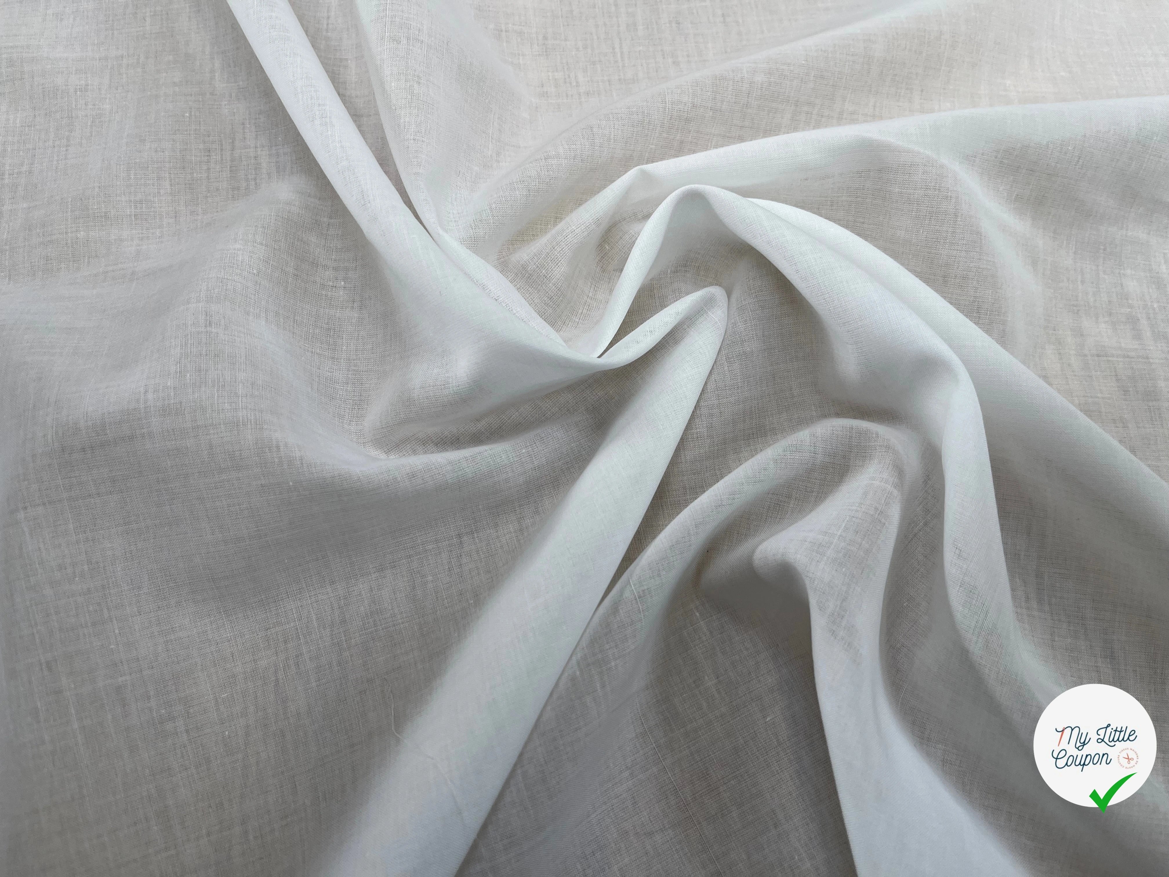 VOILE DE COTON UNI BLANC FLUIDE 148CM - My Little Coupon