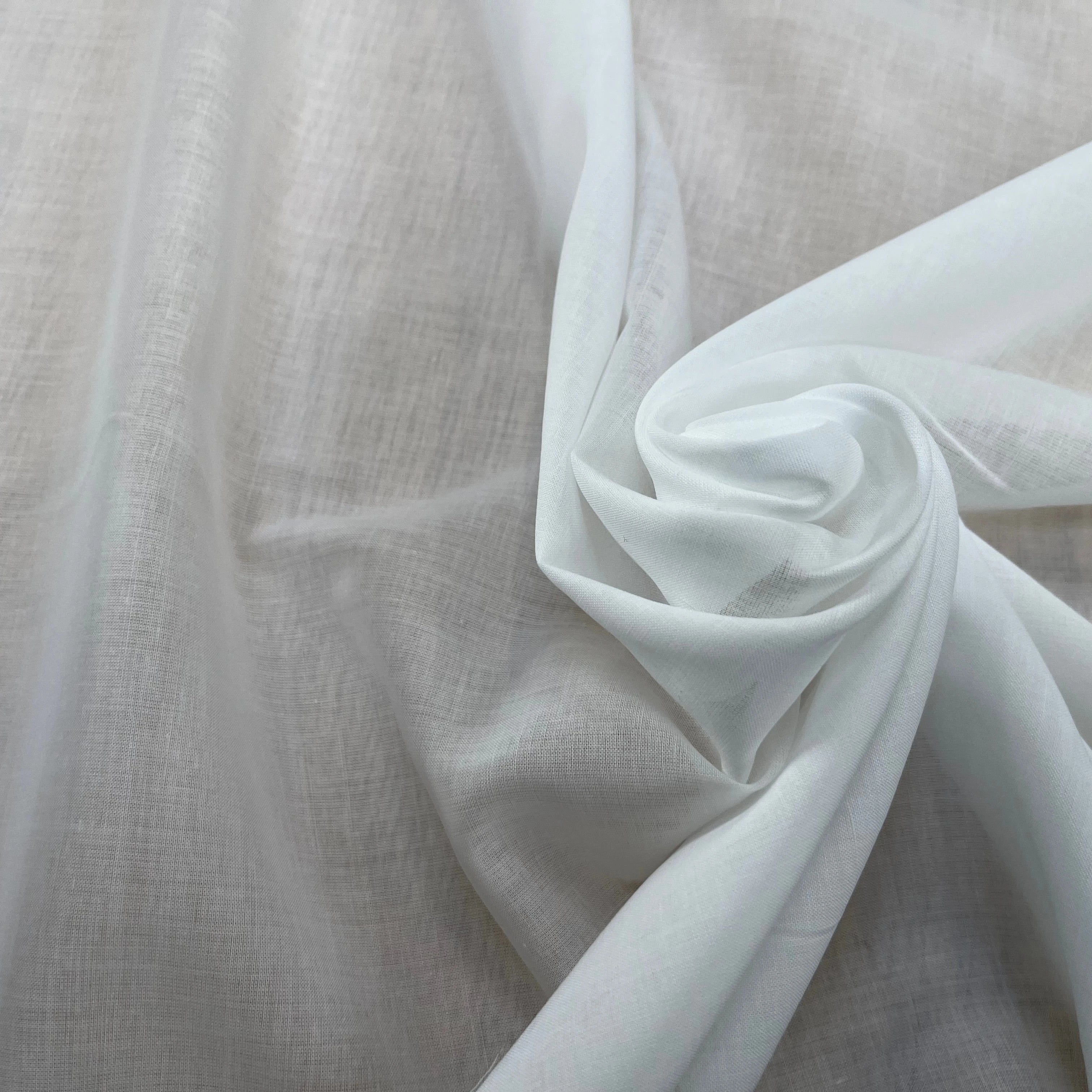 VOILE DE COTON UNI BLANC FLUIDE 148CM - My Little Coupon