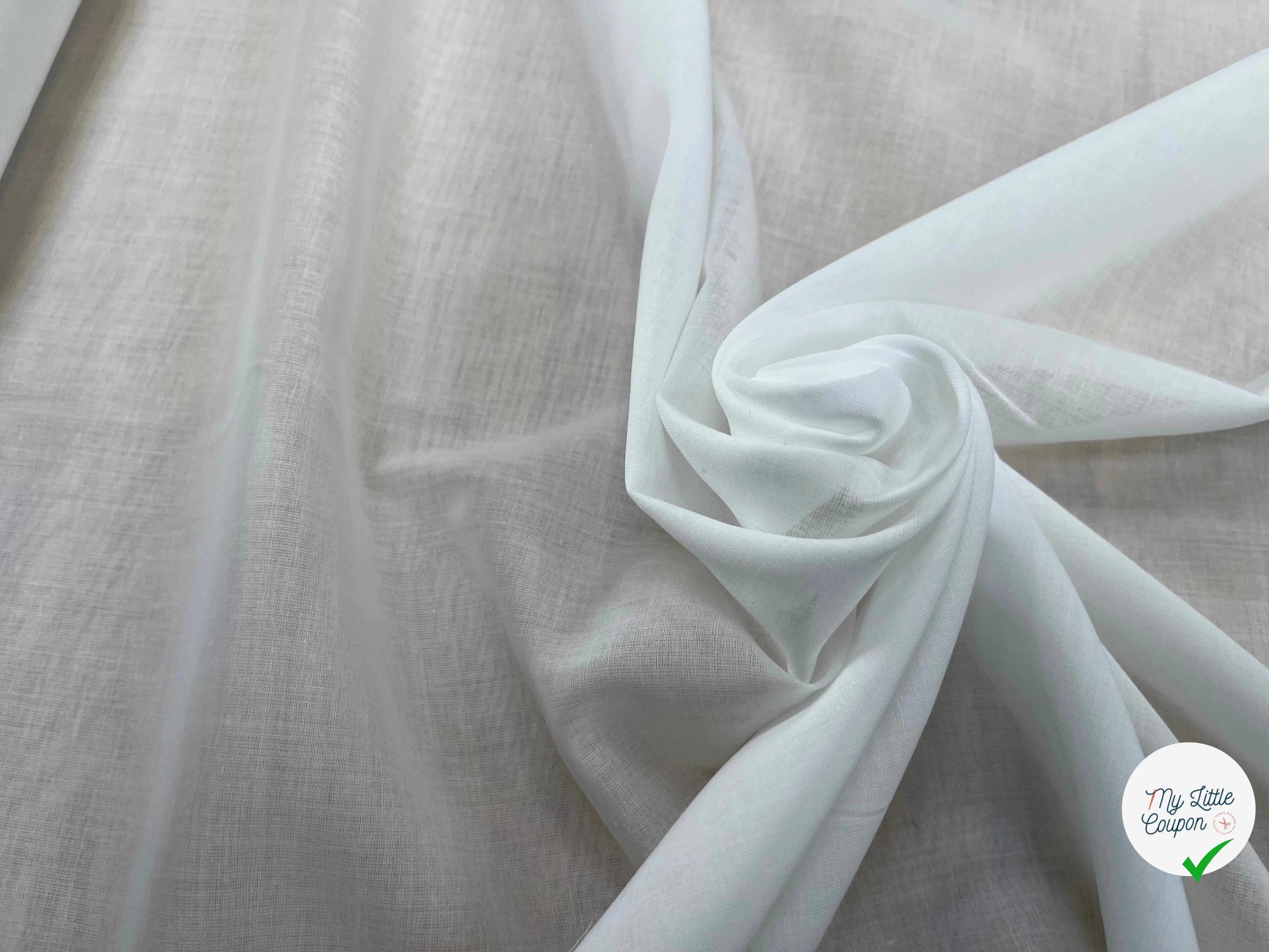 VOILE DE COTON UNI BLANC FLUIDE 148CM - My Little Coupon