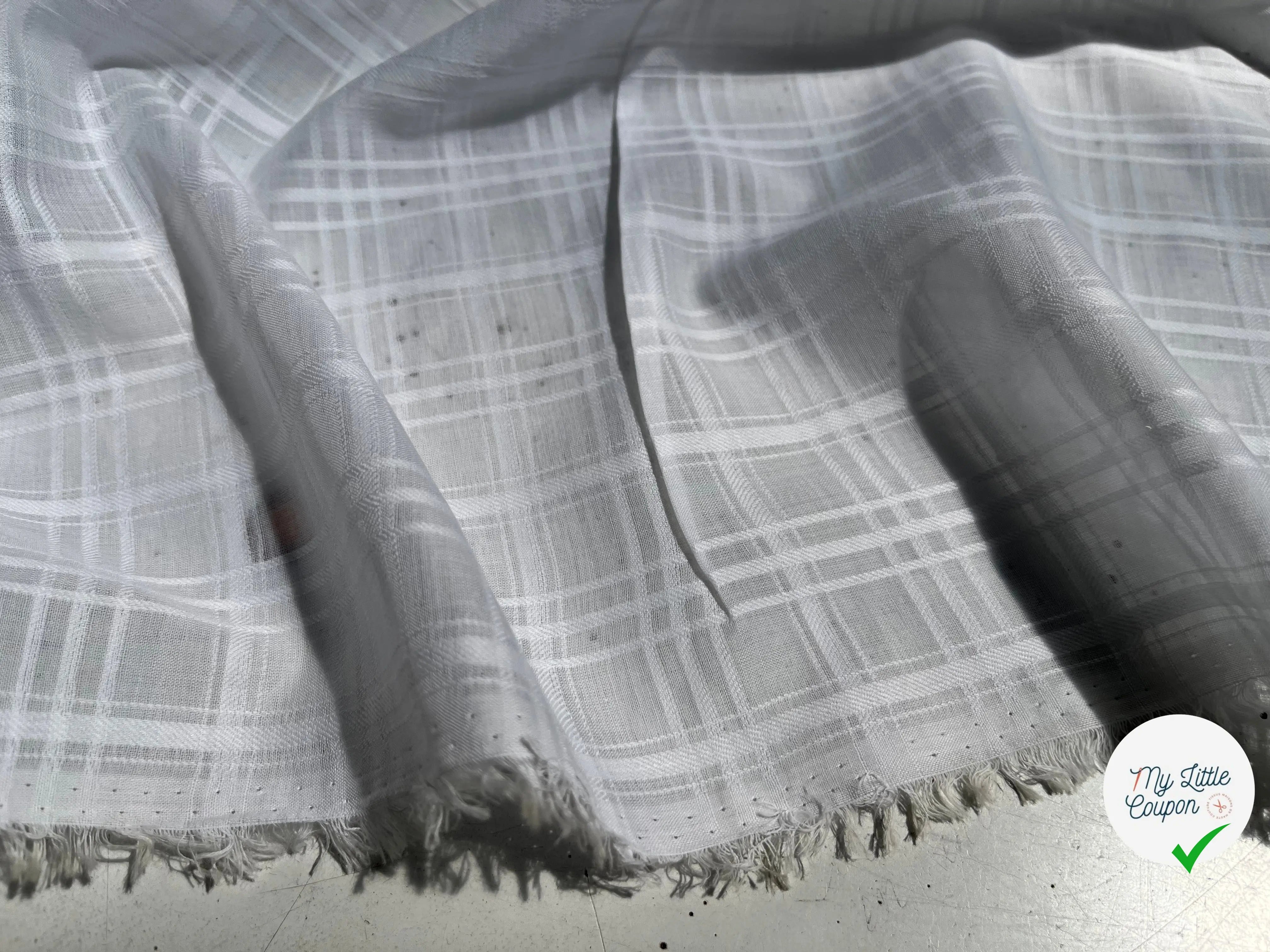 VOILE DE COTON UNI BLANC QUADRILLÉ - My Little Coupon