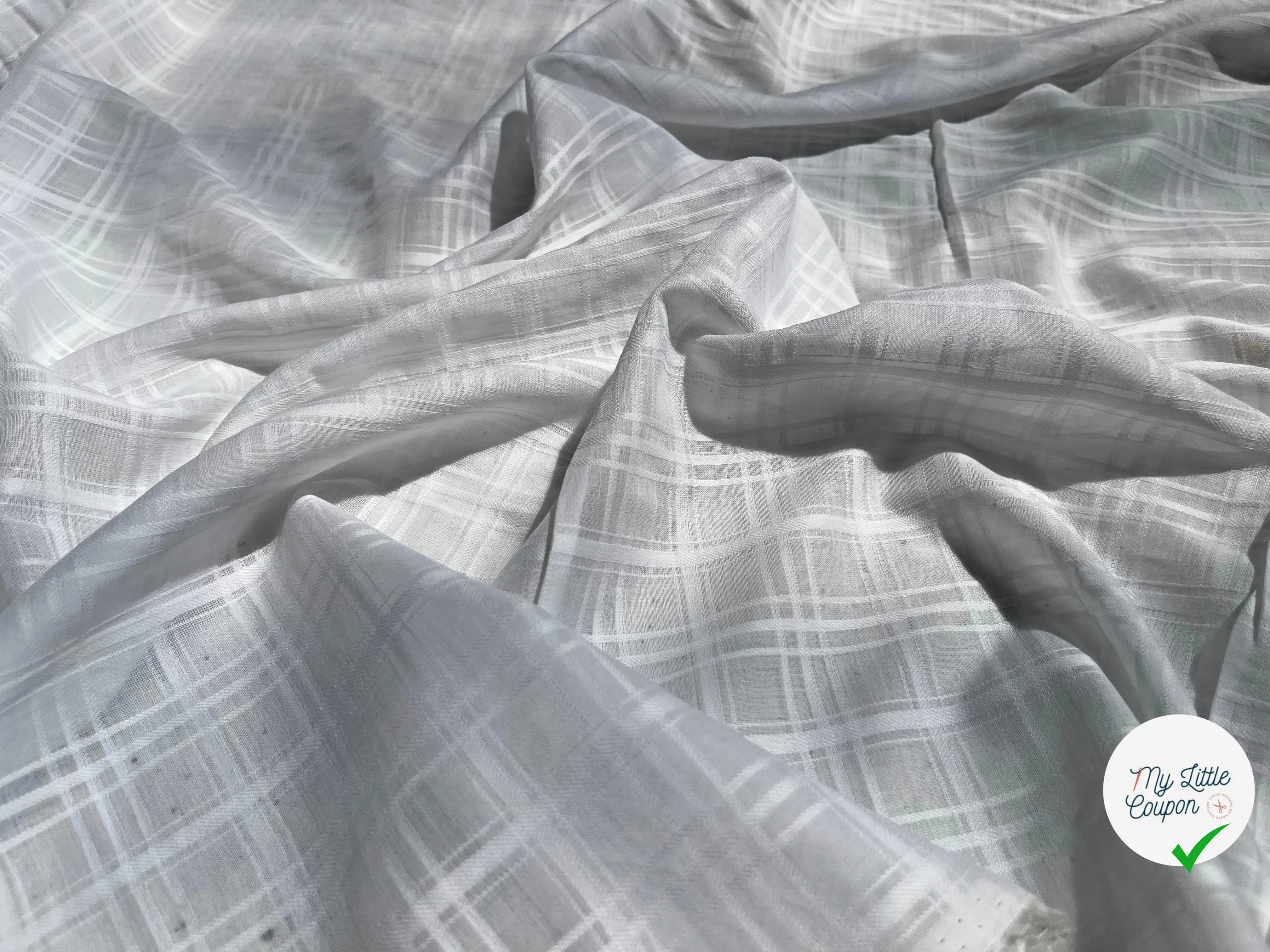 VOILE DE COTON UNI BLANC QUADRILLÉ - My Little Coupon
