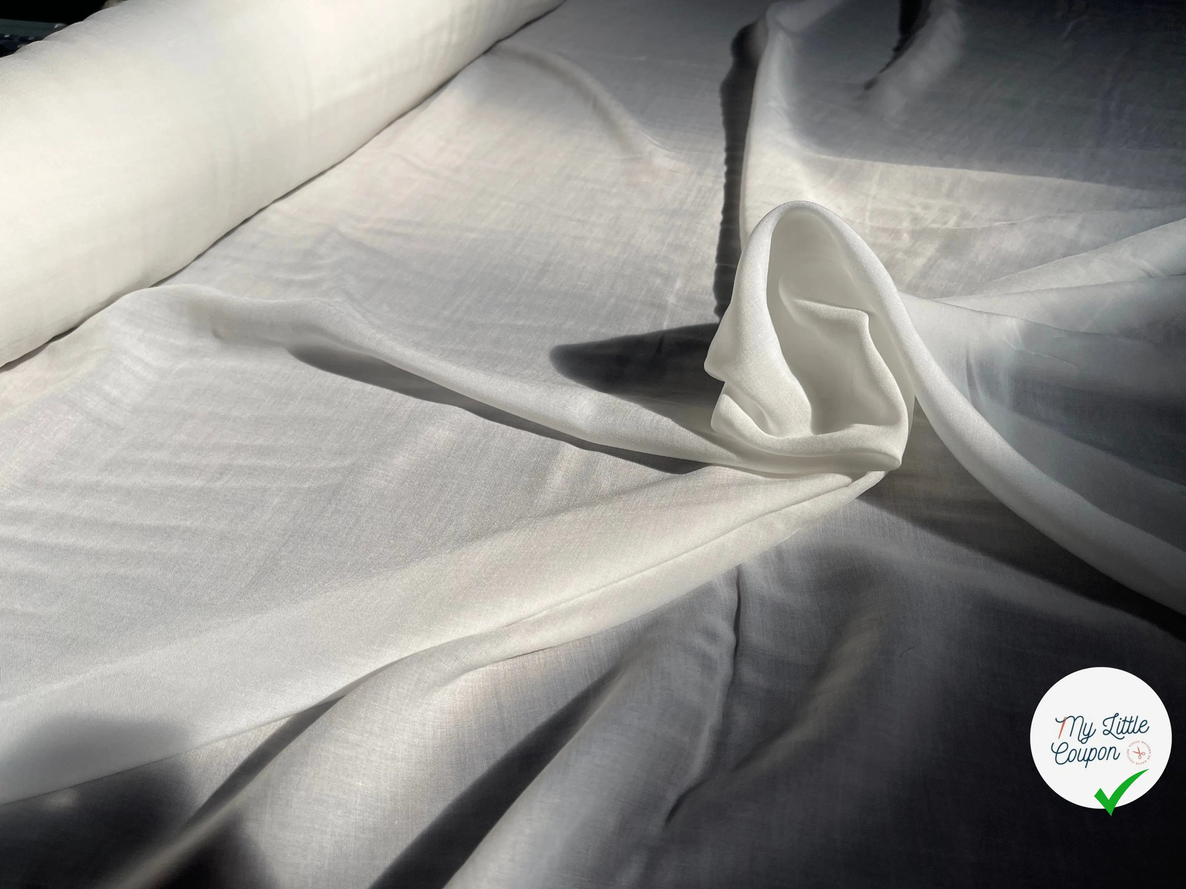 VOILE DE COTON UNI COULEUR BLANC ECRU - My Little Coupon