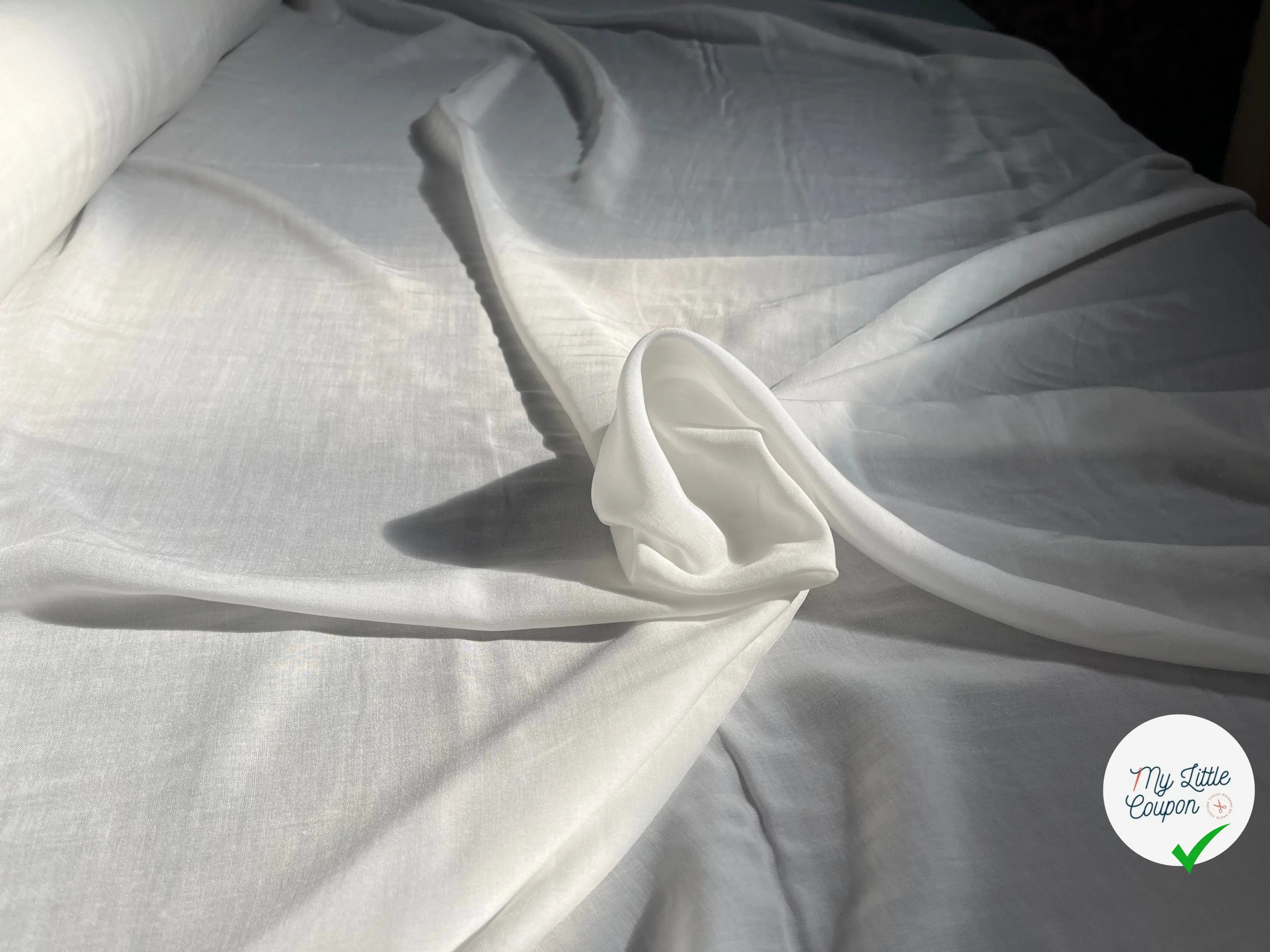 VOILE DE COTON UNI COULEUR BLANC ECRU - My Little Coupon