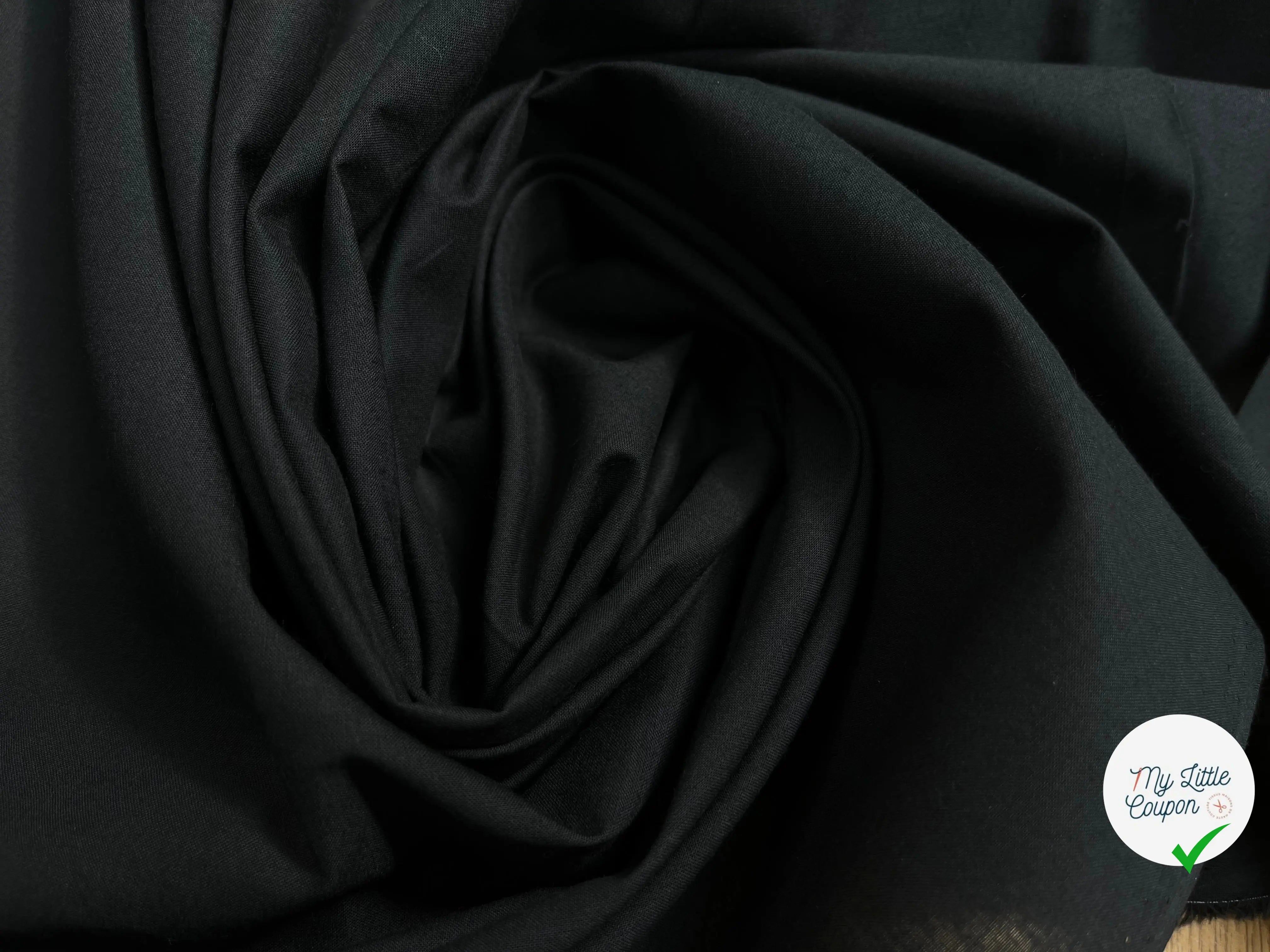 VOILE DE COTON UNI NOIR SOUPLE - My Little Coupon