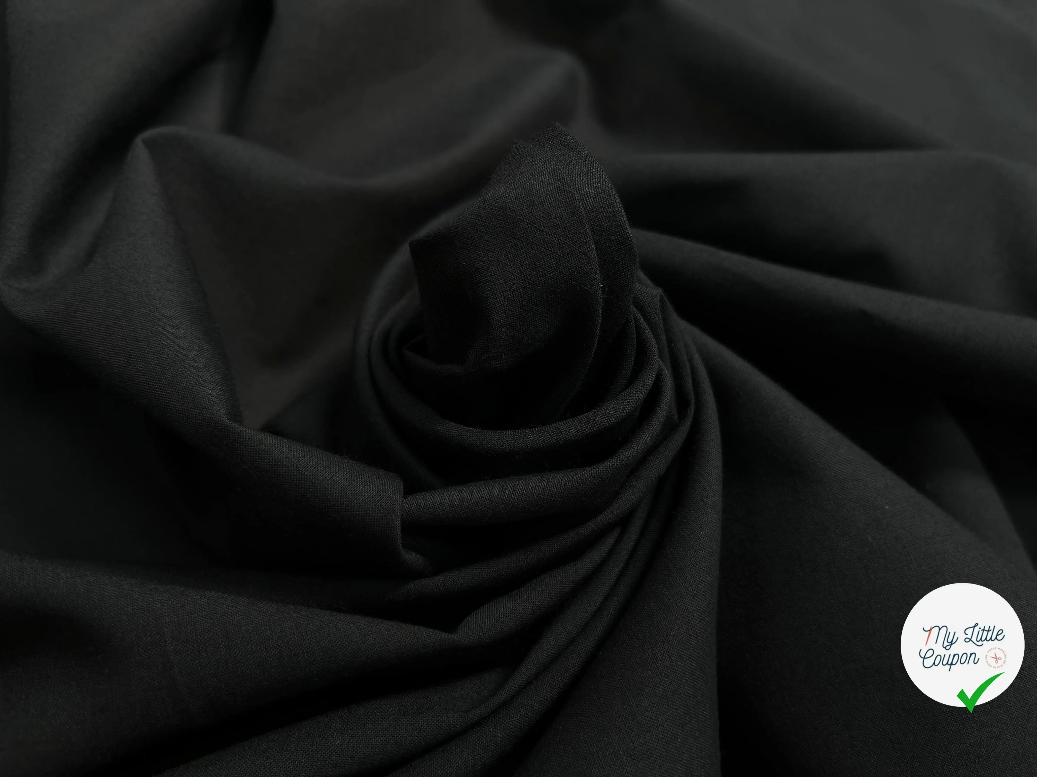 VOILE DE COTON UNI NOIR SOUPLE - My Little Coupon