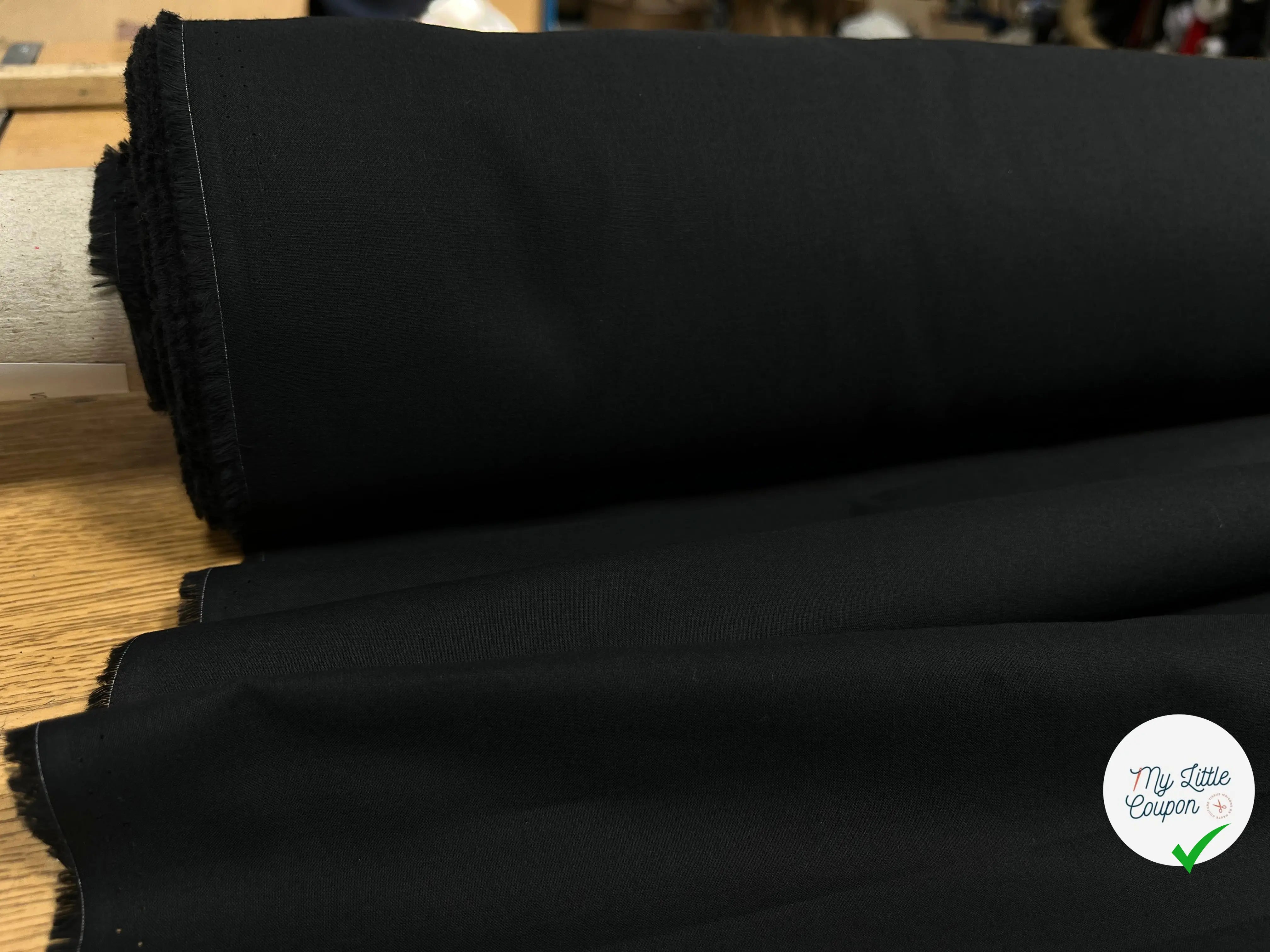 VOILE DE COTON UNI NOIR SOUPLE - My Little Coupon