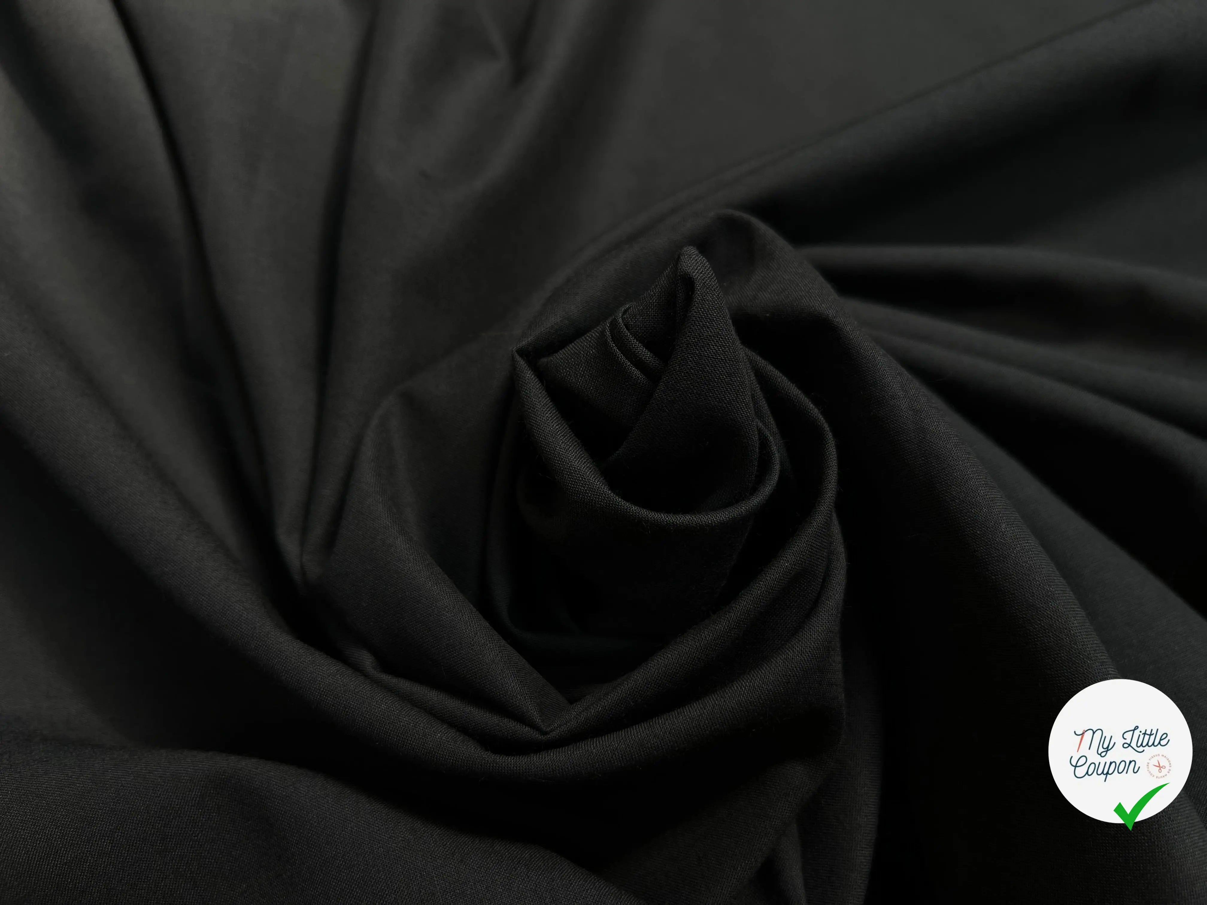 VOILE DE COTON UNI NOIR SOUPLE - My Little Coupon