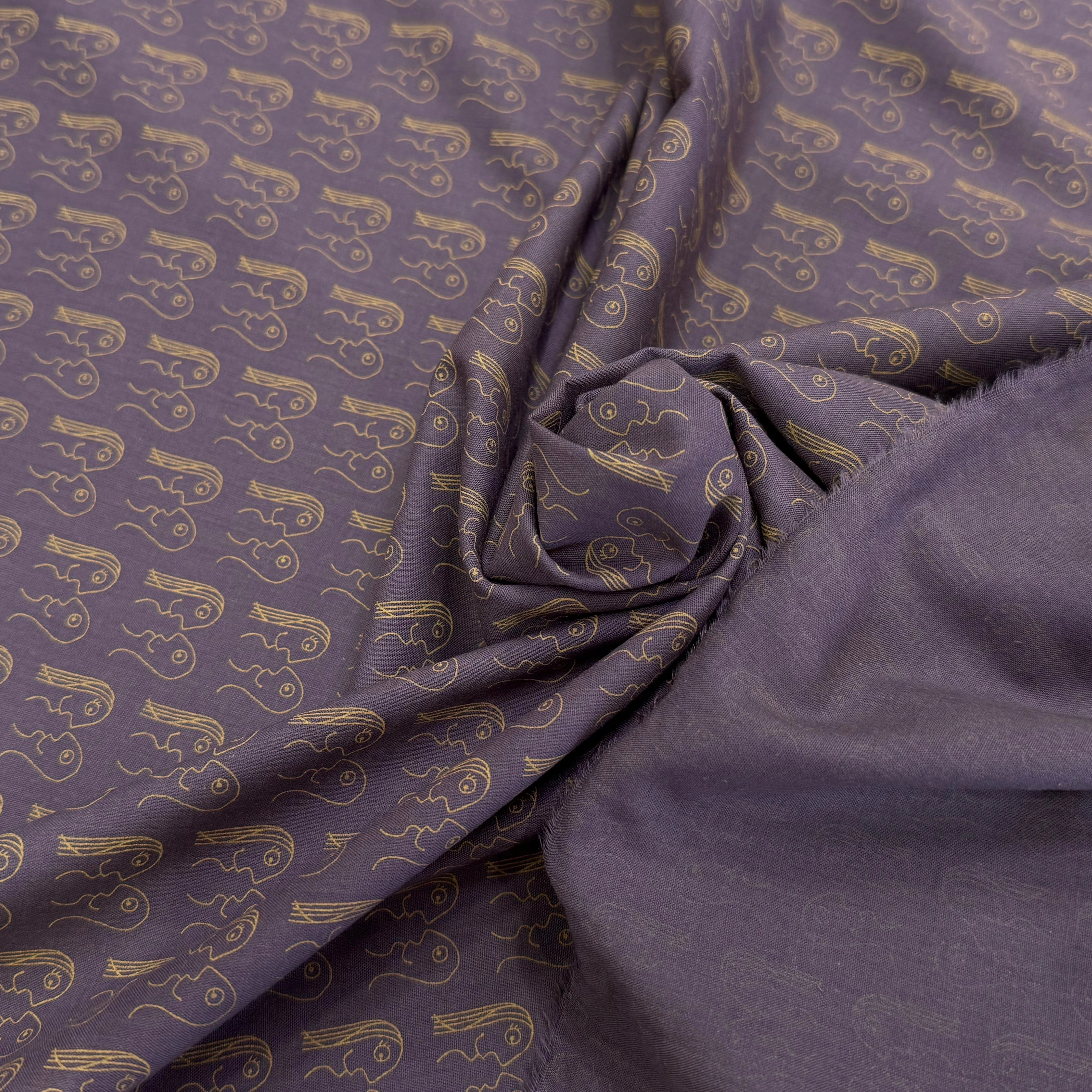 VOILE DE COTON VIOLET IMPRIMÉ EYE CONTACT - My Little Coupon