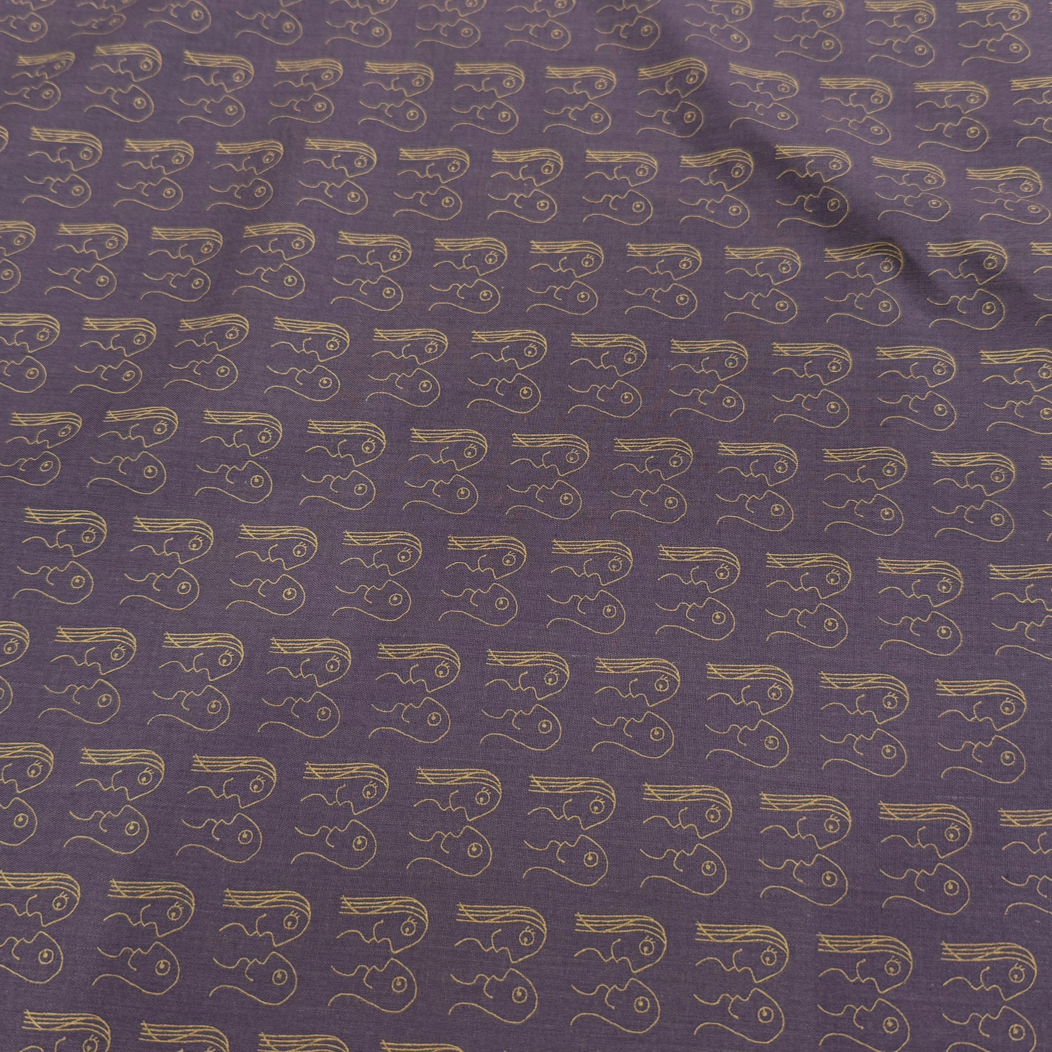 VOILE DE COTON VIOLET IMPRIMÉ EYE CONTACT - My Little Coupon