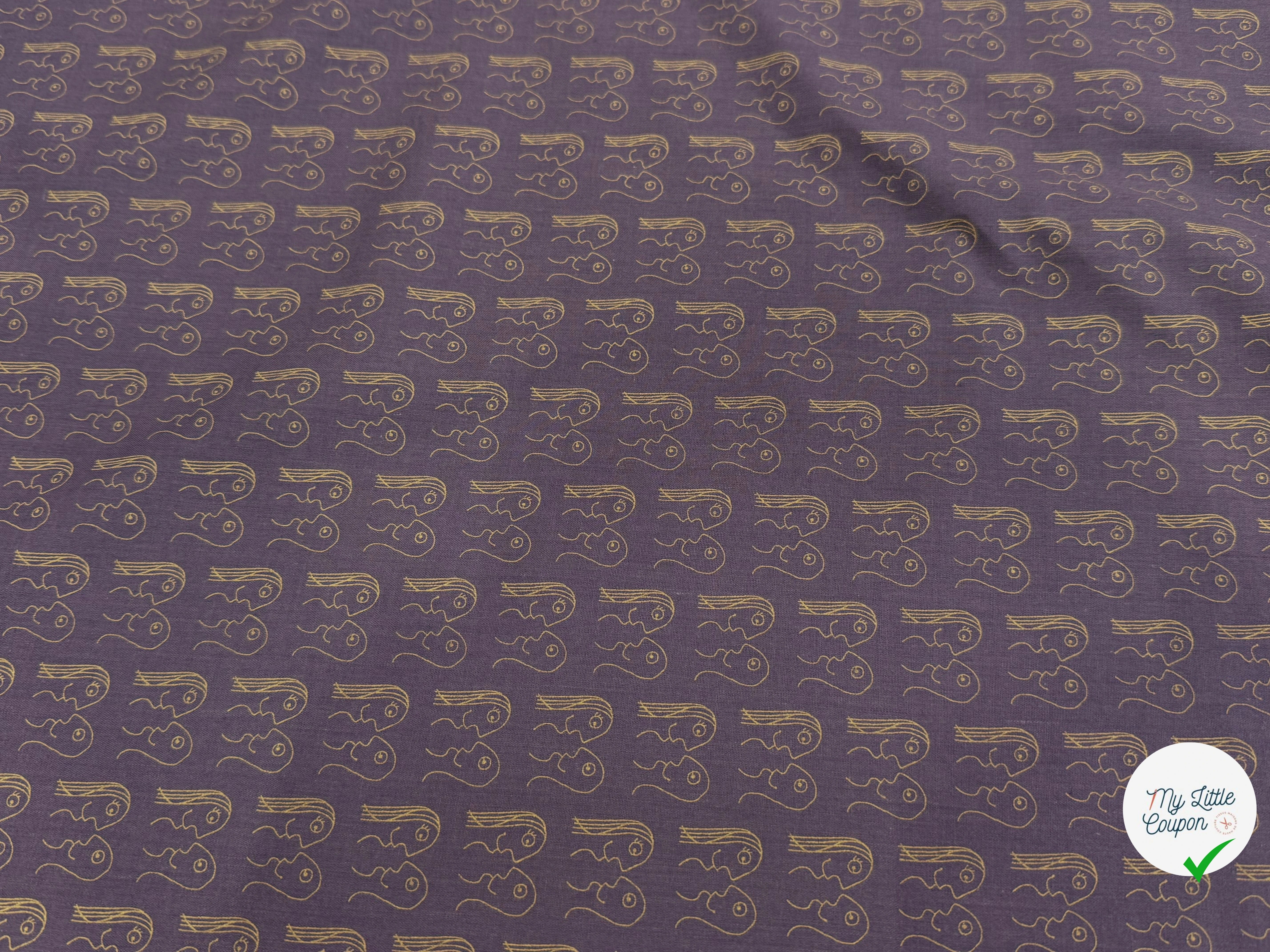 VOILE DE COTON VIOLET IMPRIMÉ EYE CONTACT - My Little Coupon