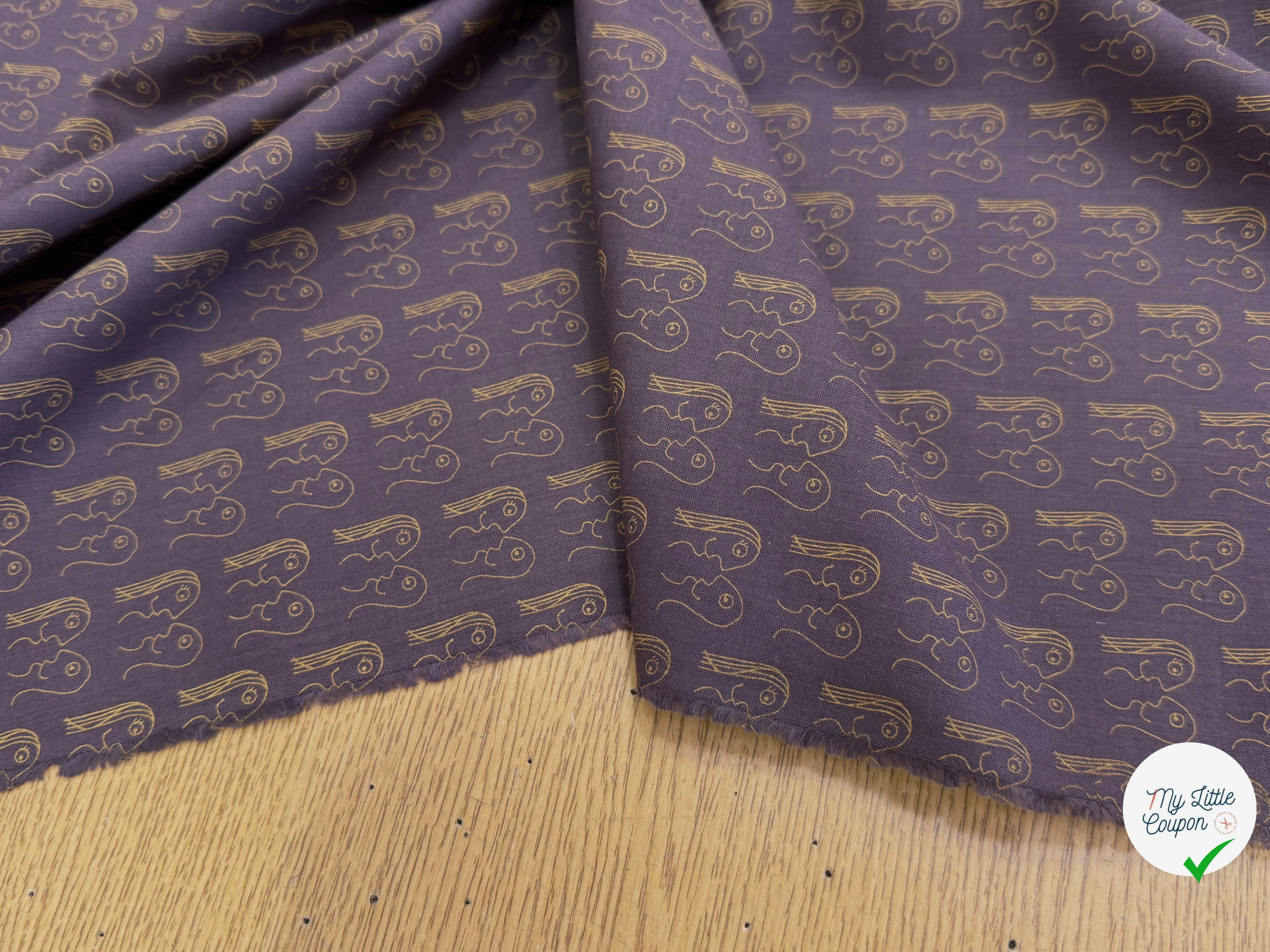 VOILE DE COTON VIOLET IMPRIMÉ EYE CONTACT - My Little Coupon