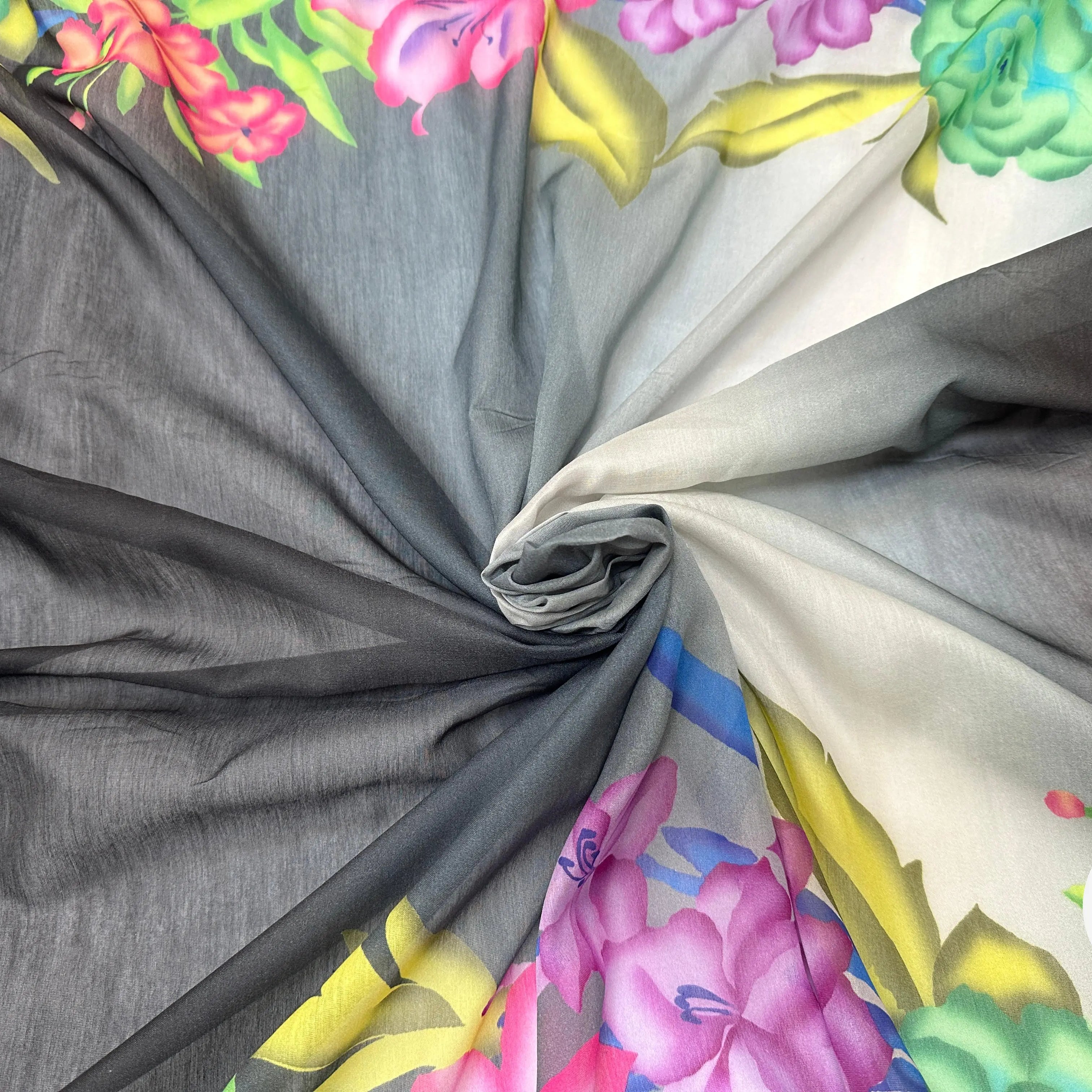 VOILE EMERISÉ COTON SOIE BASES DE FLEURS - My Little Coupon