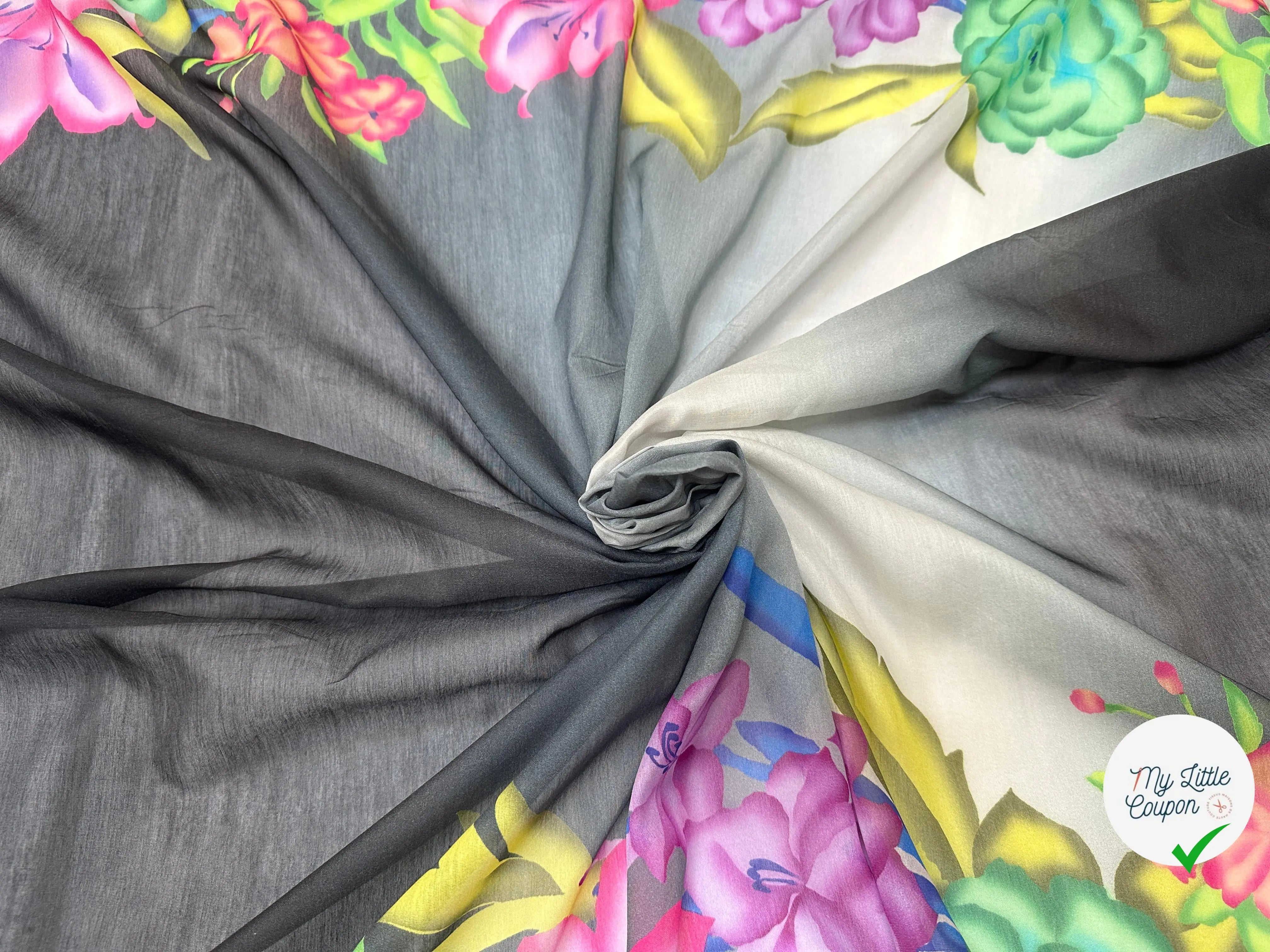 VOILE EMERISÉ COTON SOIE BASES DE FLEURS - My Little Coupon