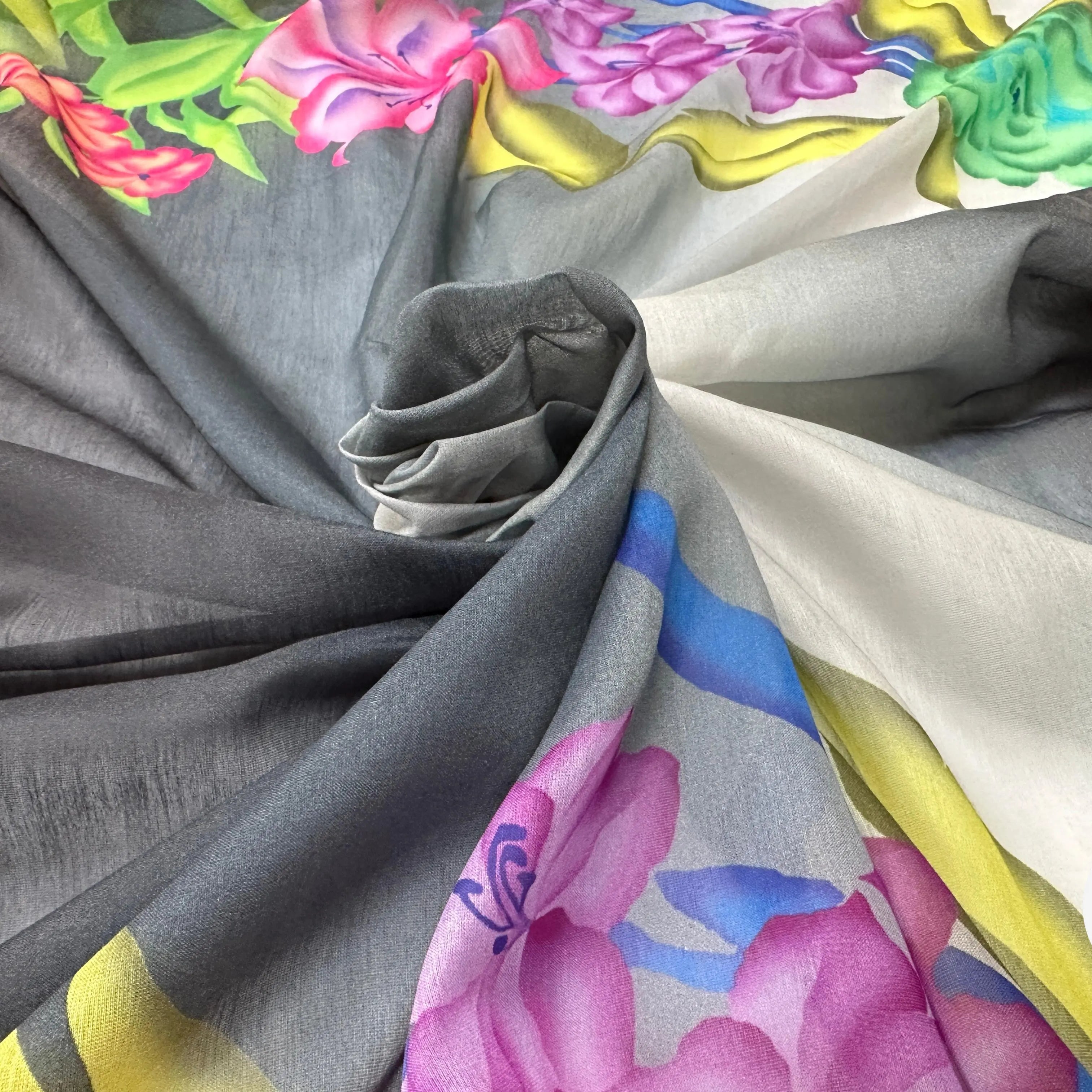 VOILE EMERISÉ COTON SOIE BASES DE FLEURS - My Little Coupon