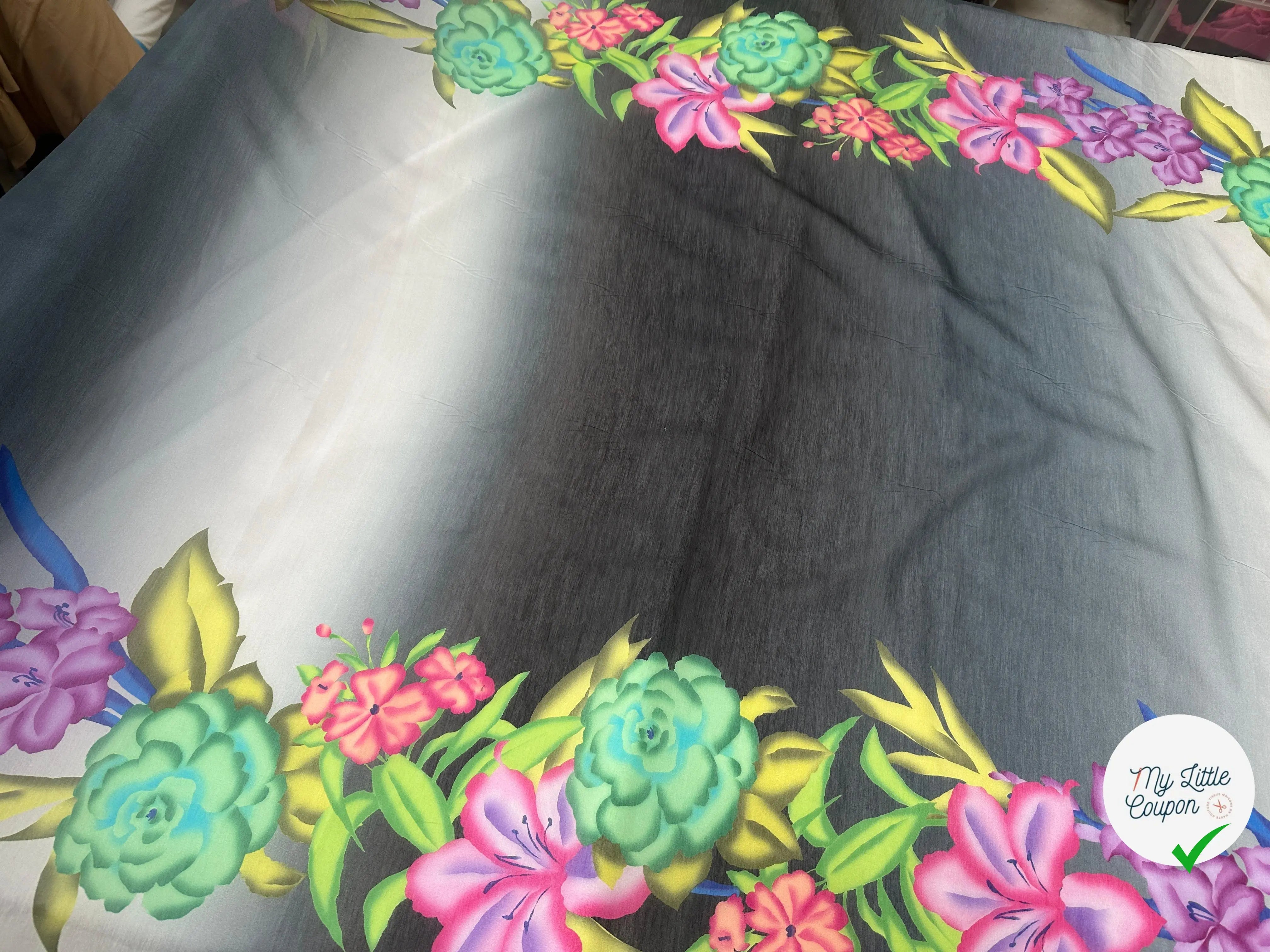 VOILE EMERISÉ COTON SOIE BASES DE FLEURS - My Little Coupon
