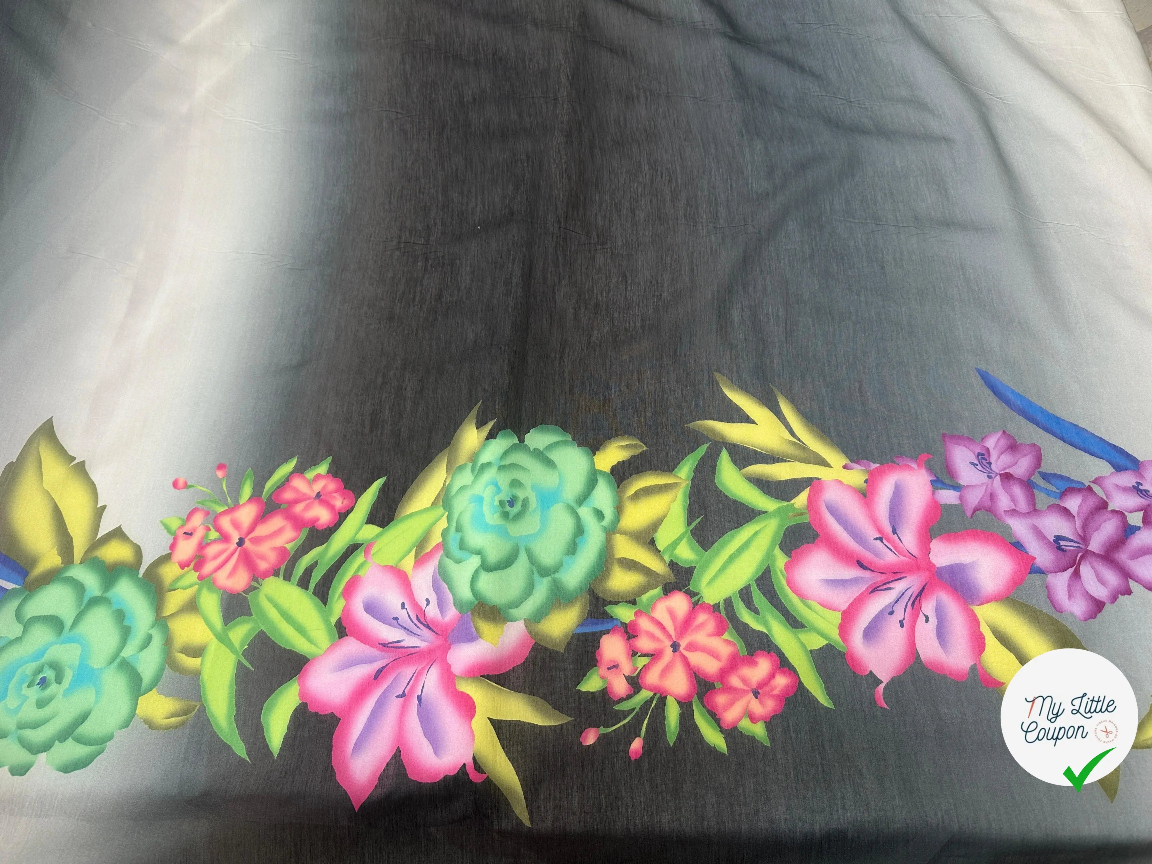 VOILE EMERISÉ COTON SOIE BASES DE FLEURS - My Little Coupon