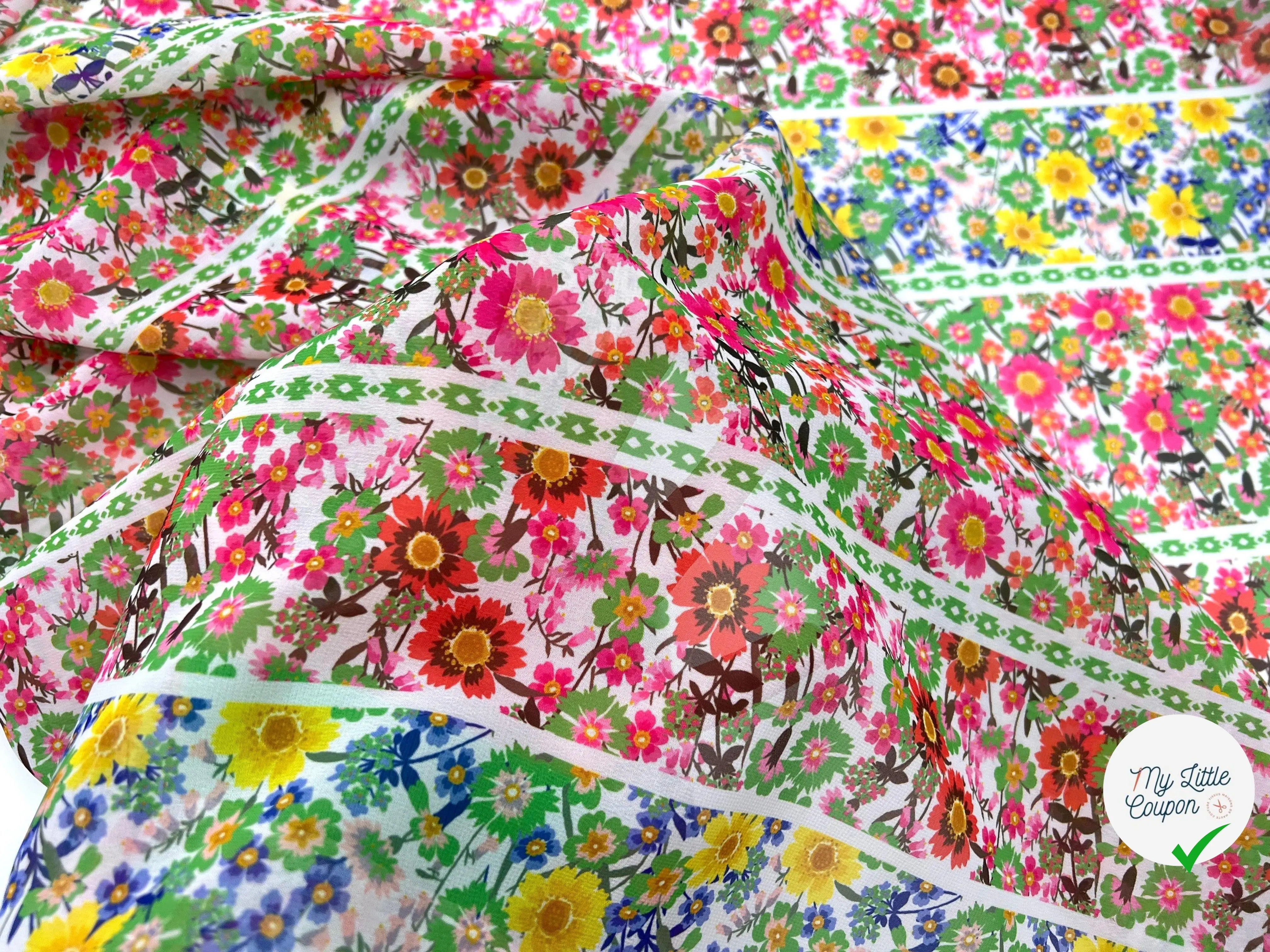 VOILE IMPRIMÉ MULTICOLORE FLORALIE SLAVE - My Little Coupon - tissu - coudre