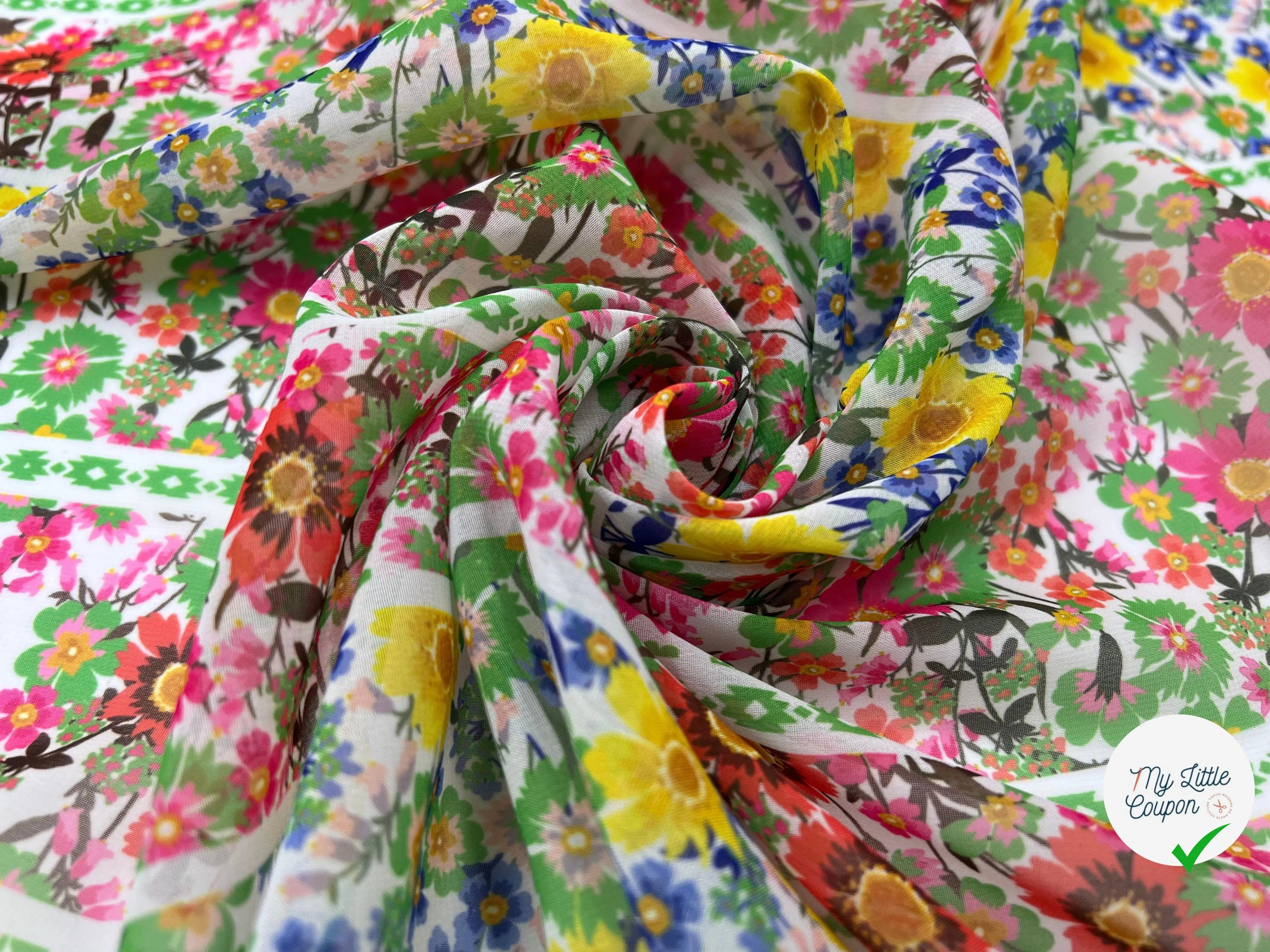 VOILE IMPRIMÉ MULTICOLORE FLORALIE SLAVE - My Little Coupon - tissu - coudre