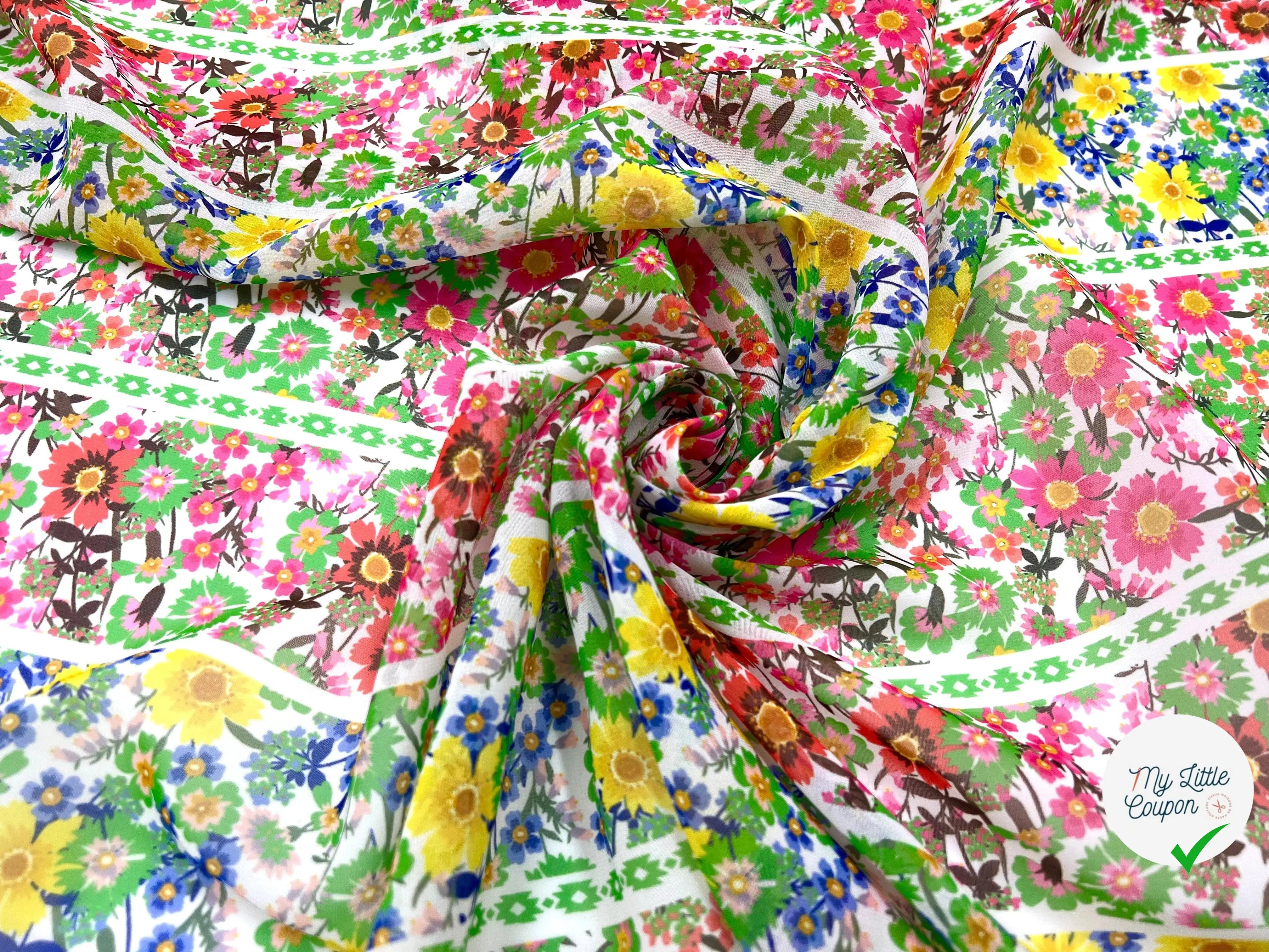 VOILE IMPRIMÉ MULTICOLORE FLORALIE SLAVE - My Little Coupon - tissu - coudre