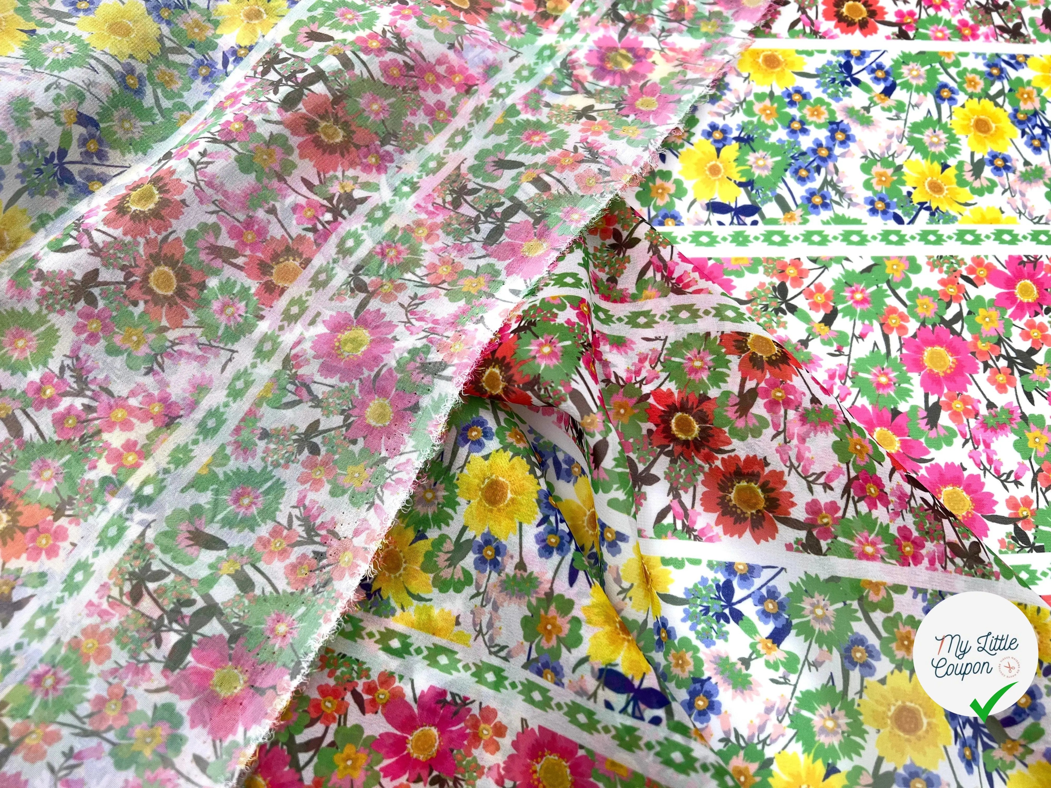 VOILE IMPRIMÉ MULTICOLORE FLORALIE SLAVE - My Little Coupon - tissu - coudre
