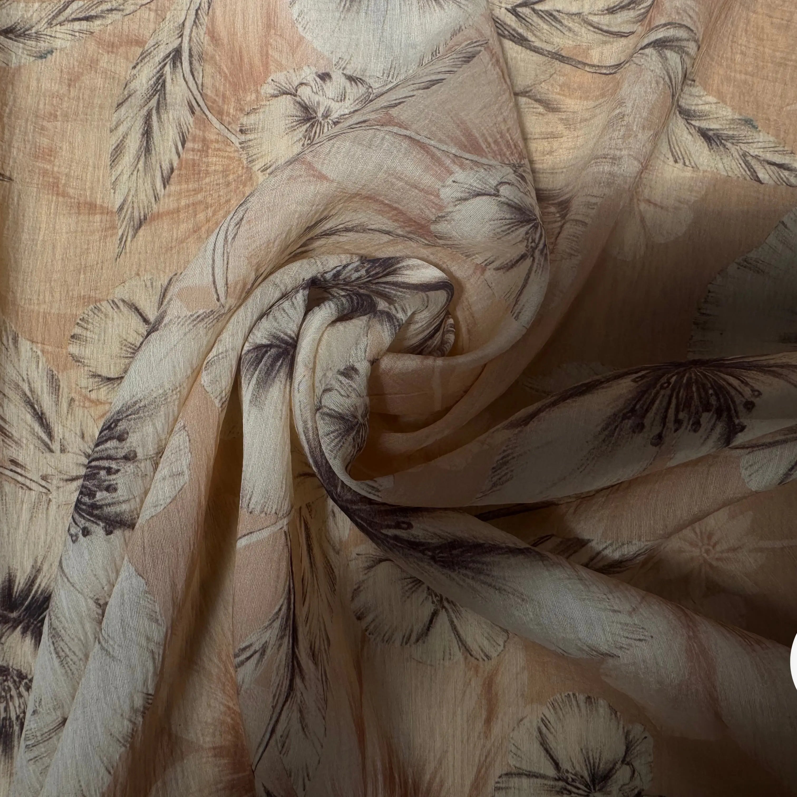 VOILE LYOCEL EFFET CRINKLE FOND ROSE MOTIFS FLEURS - My Little Coupon