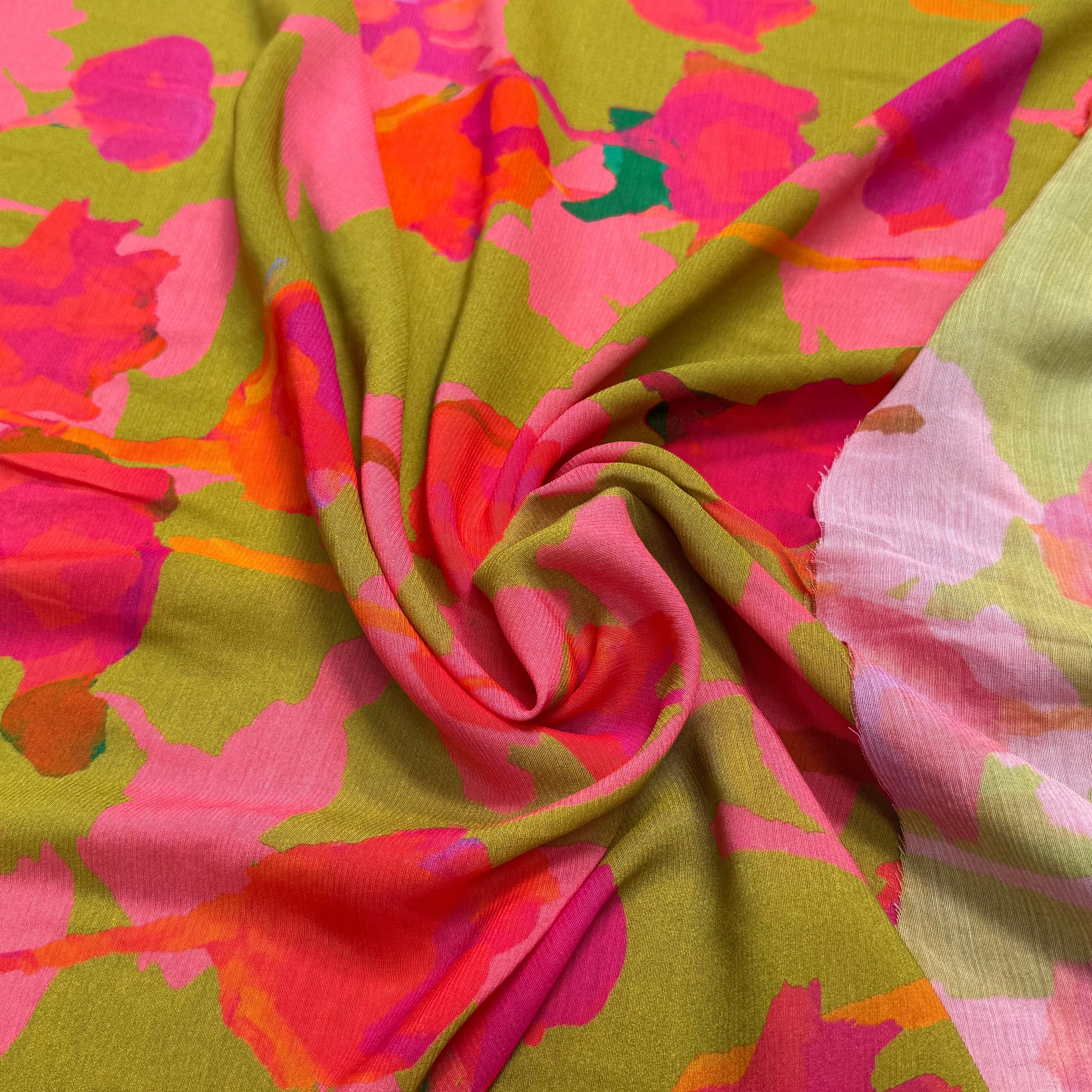 VOILE VISCOSE SOIE IMPRIMÉ FLORAL ROUGE SILK JOURDETE - My Little Coupon