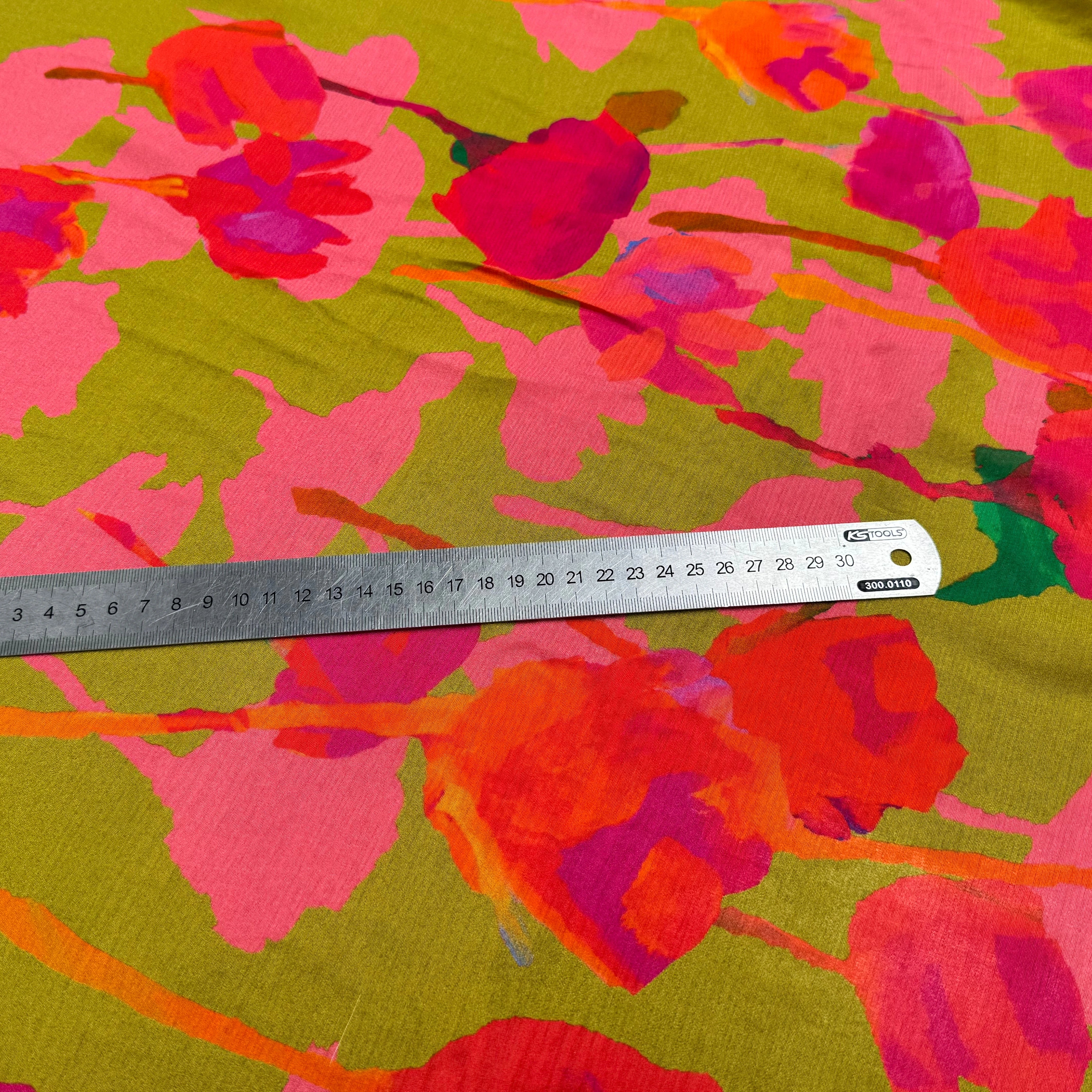 VOILE VISCOSE SOIE IMPRIMÉ FLORAL ROUGE SILK JOURDETE - My Little Coupon