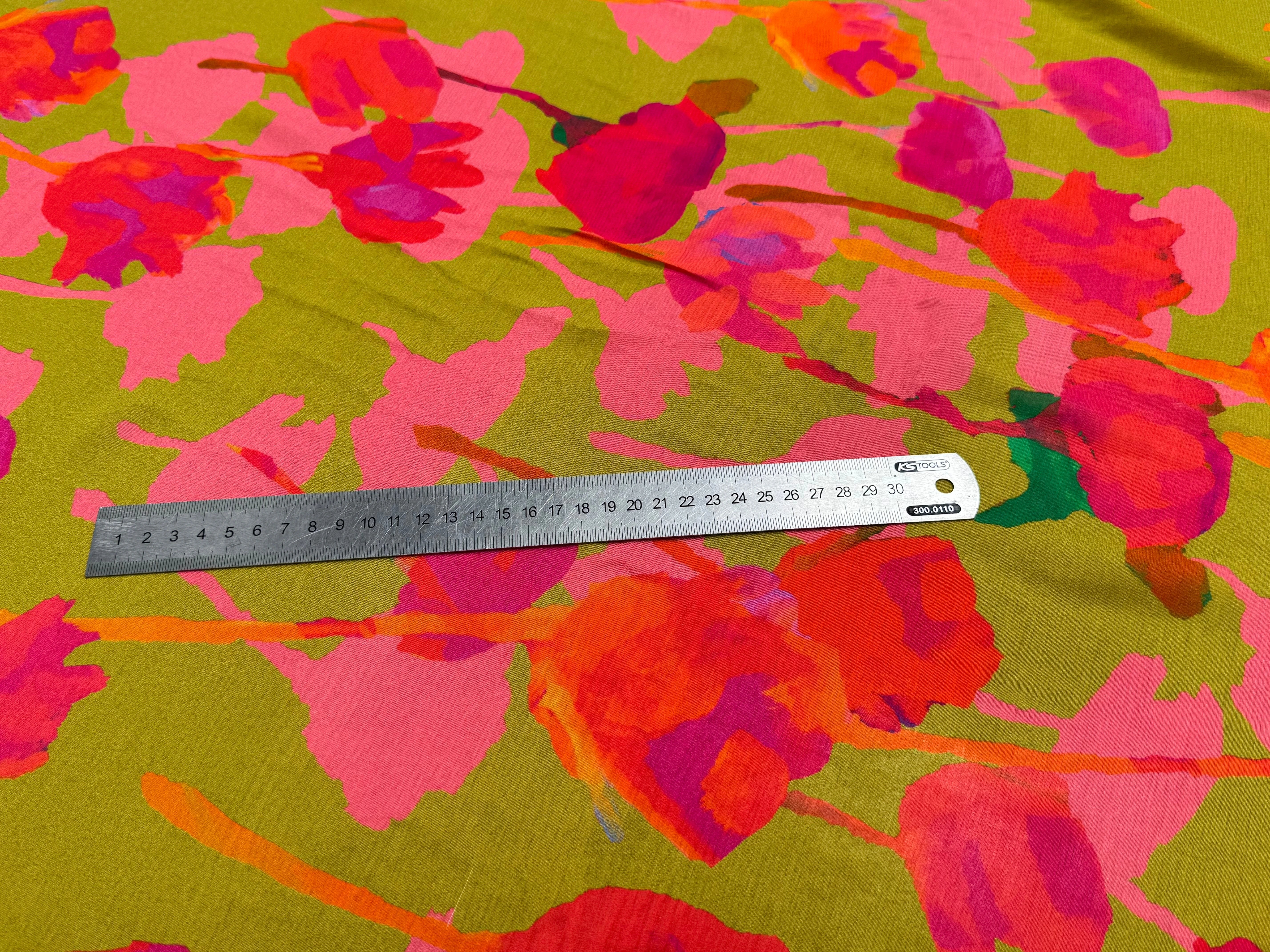 VOILE VISCOSE SOIE IMPRIMÉ FLORAL ROUGE SILK JOURDETE - My Little Coupon