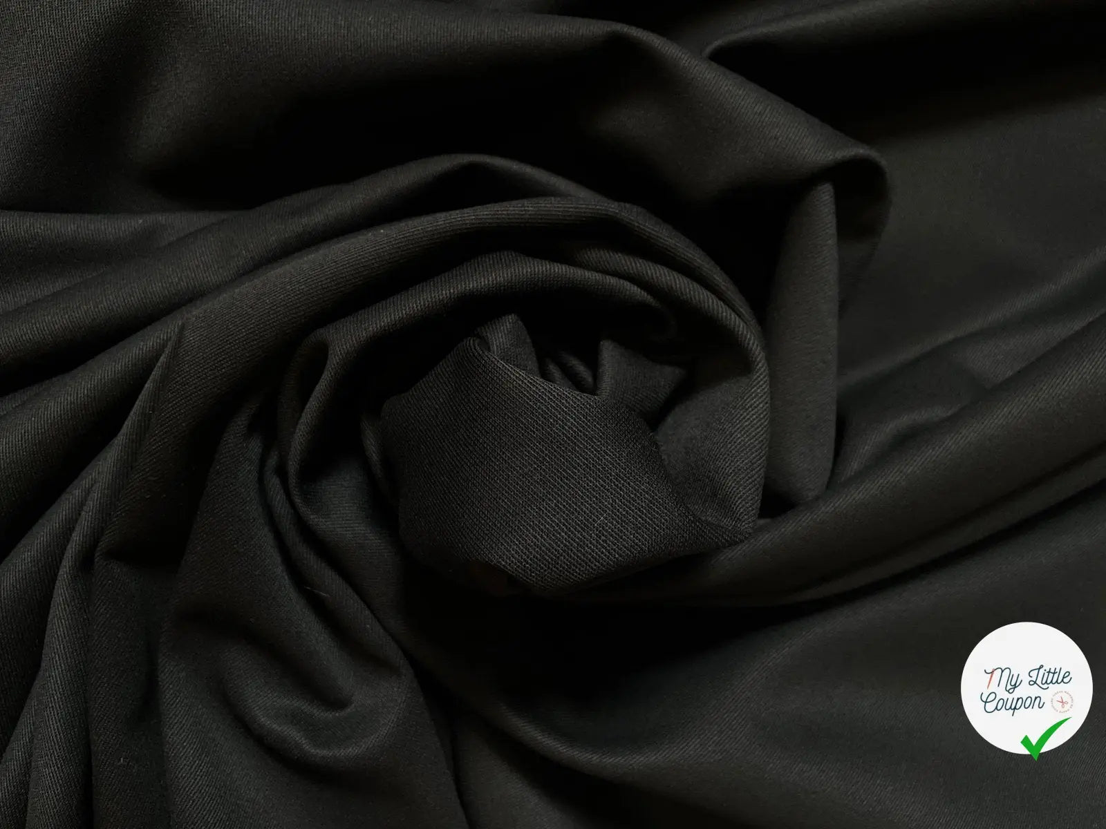 WHIPCORD POLYLAINE NOIR 55% LAINE - My Little Coupon - tissu - coudre