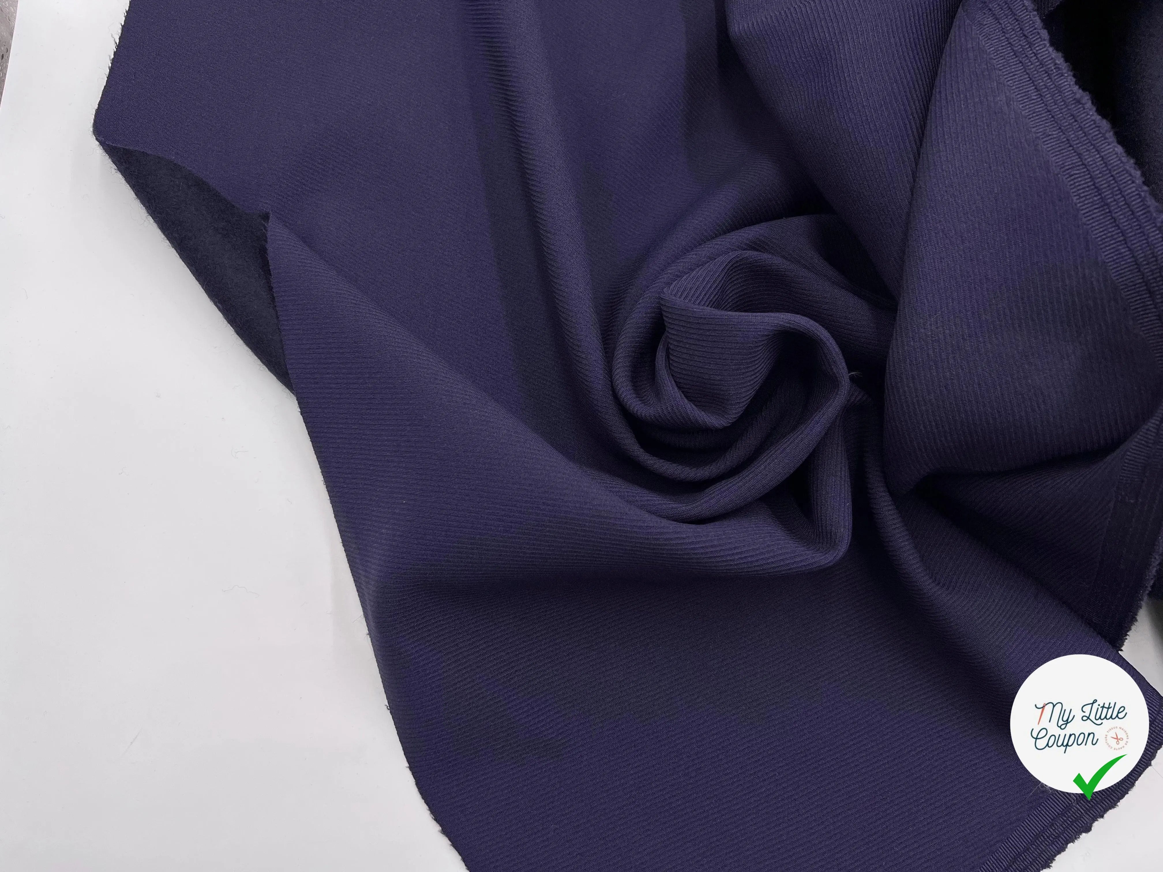 WHIPCORD PRESTIGE NAVY JAPON ENVERS GRATTÉ - My Little Coupon - tissu - coudre