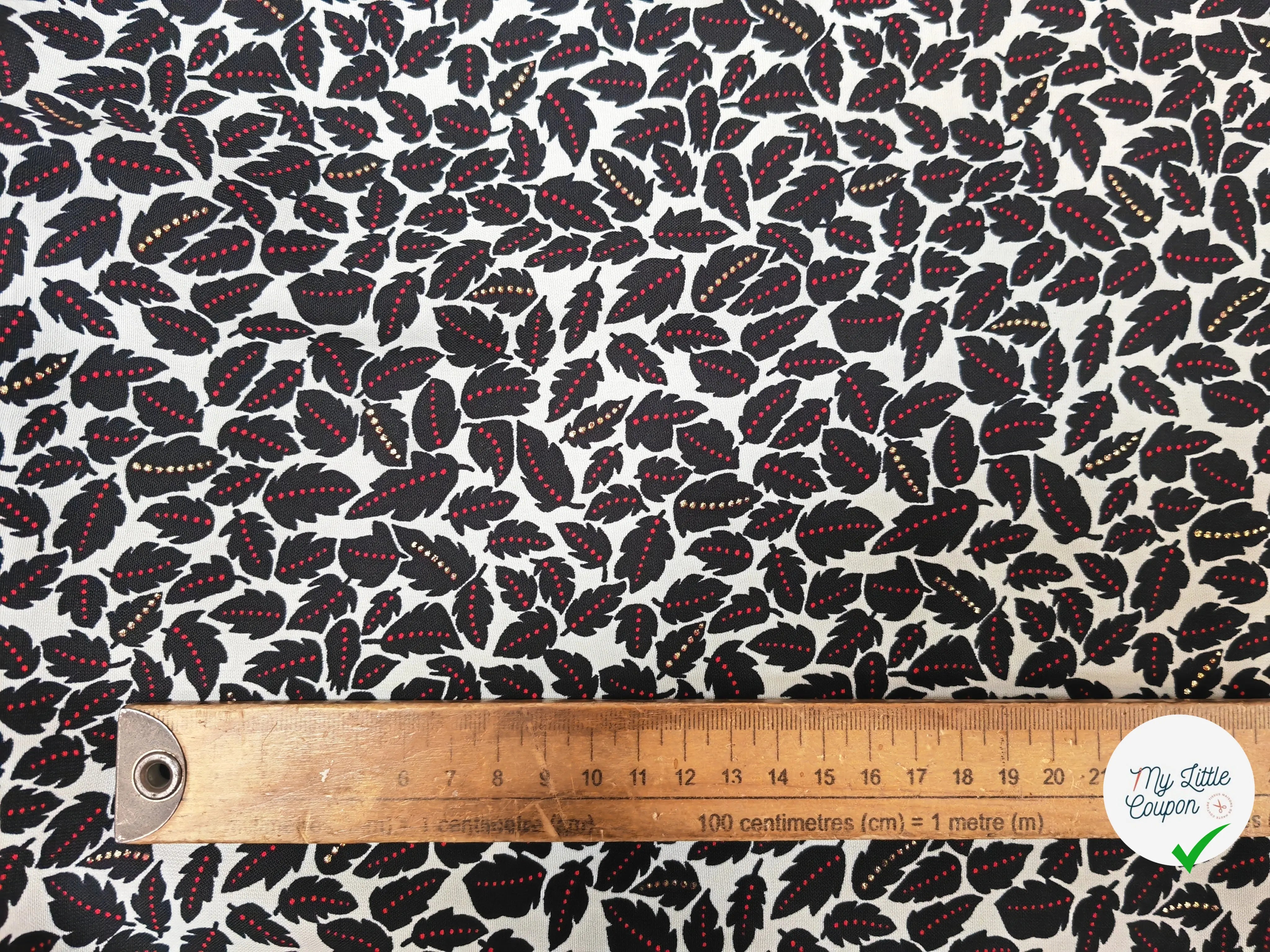 WOOLPEACH FEUILLES NOIR POINT ROUGE ET DORÉ FOND BLANC - My Little Coupon