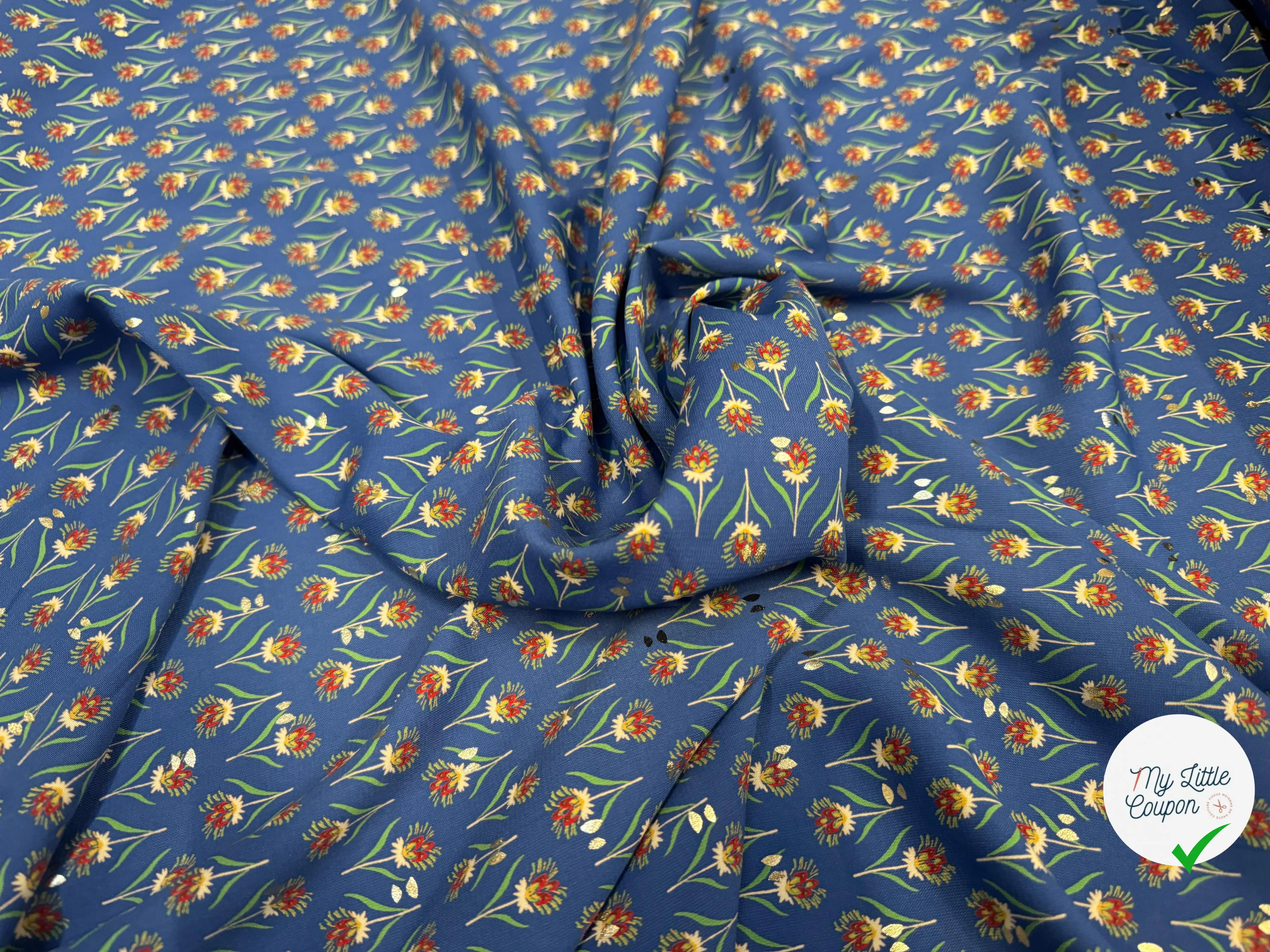 WOOLPEACH FLEURS AVEC MOTIF OR FOND BLEU - My Little Coupon