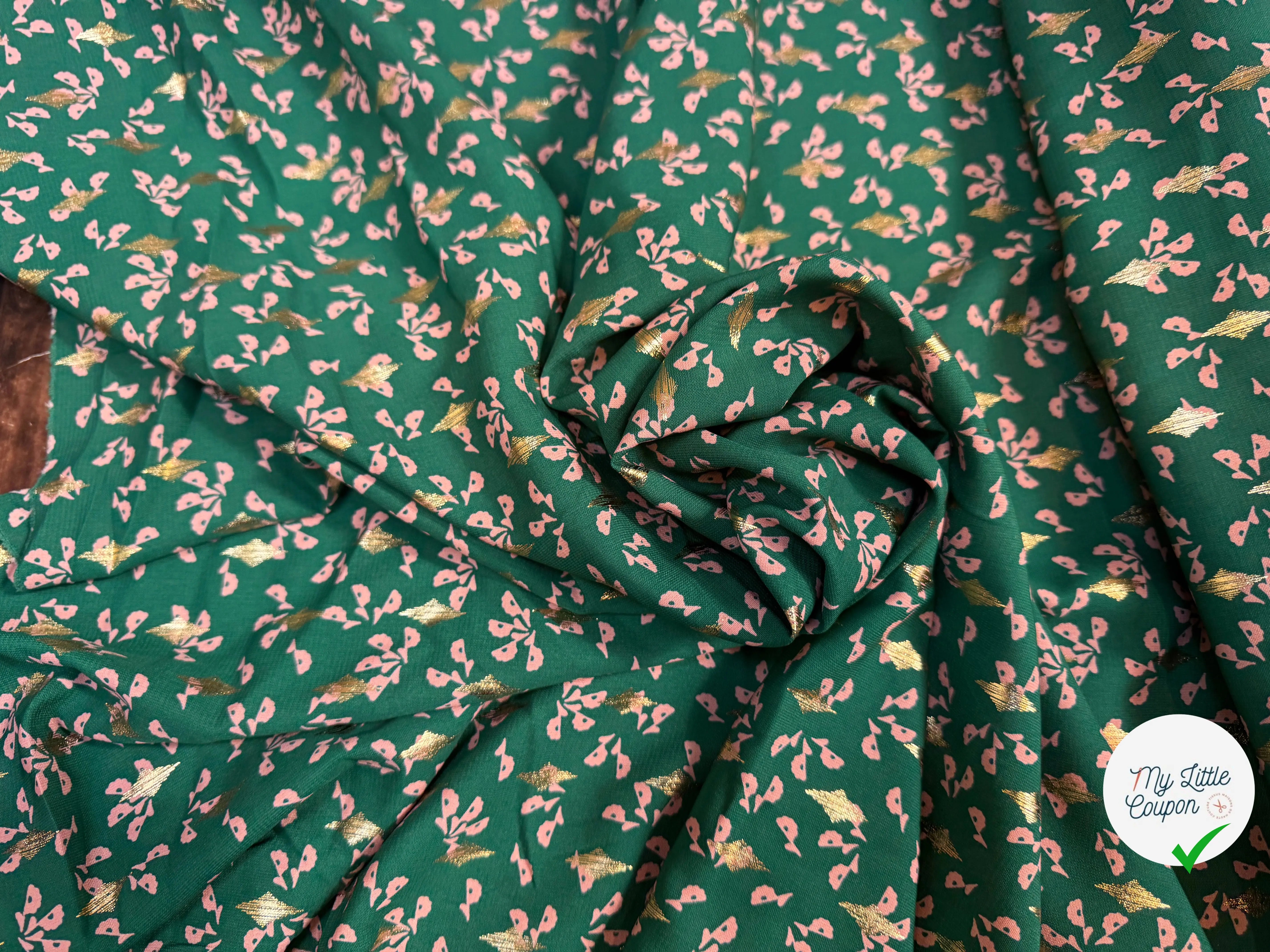 WOOLPEACH FLEURS REFLETS OR FOND VERT - My Little Coupon