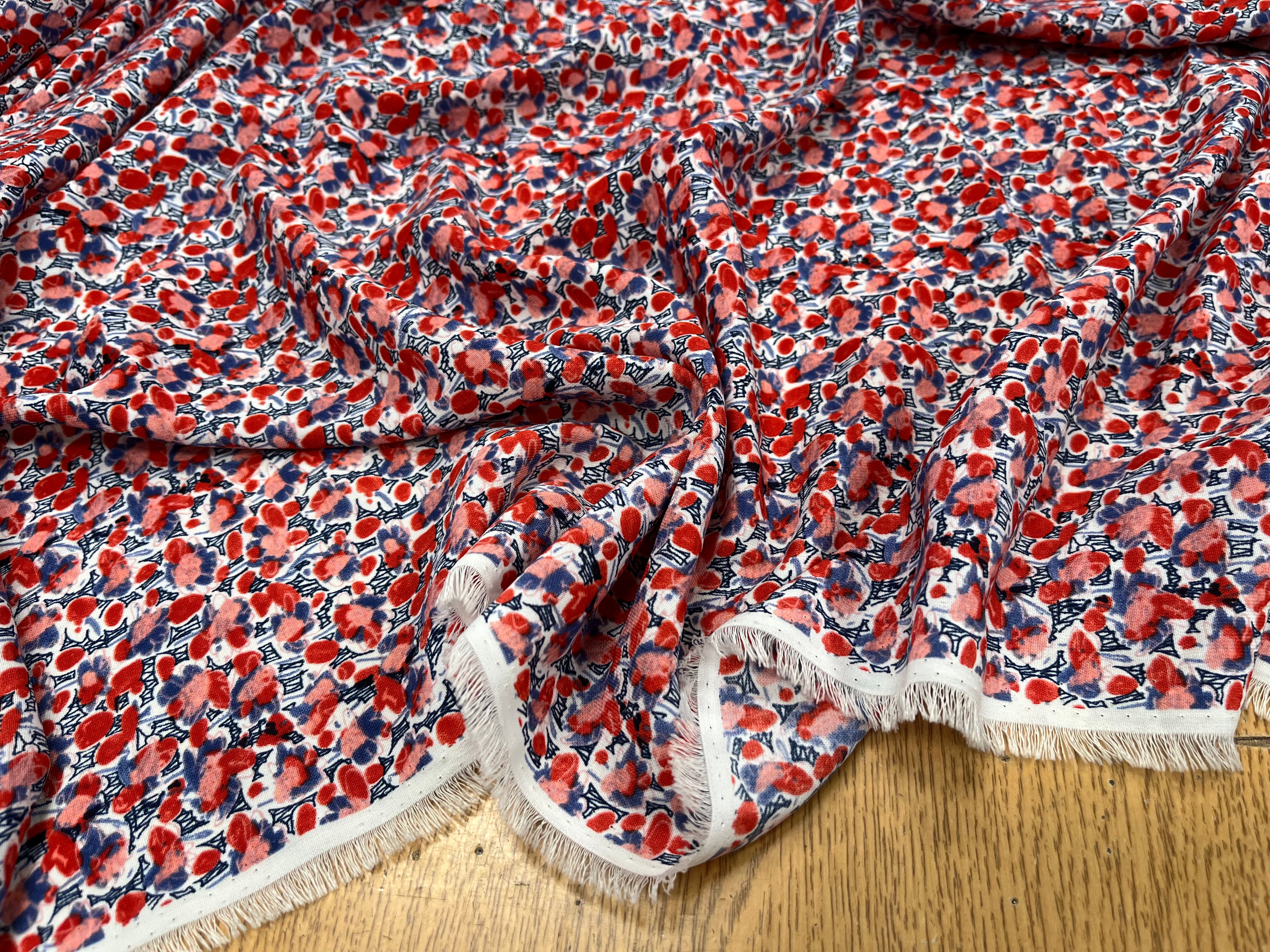 WOOLPEACH MOTIF FAÇON FLEUR BLEU ROSE FOND BLANC - My Little Coupon