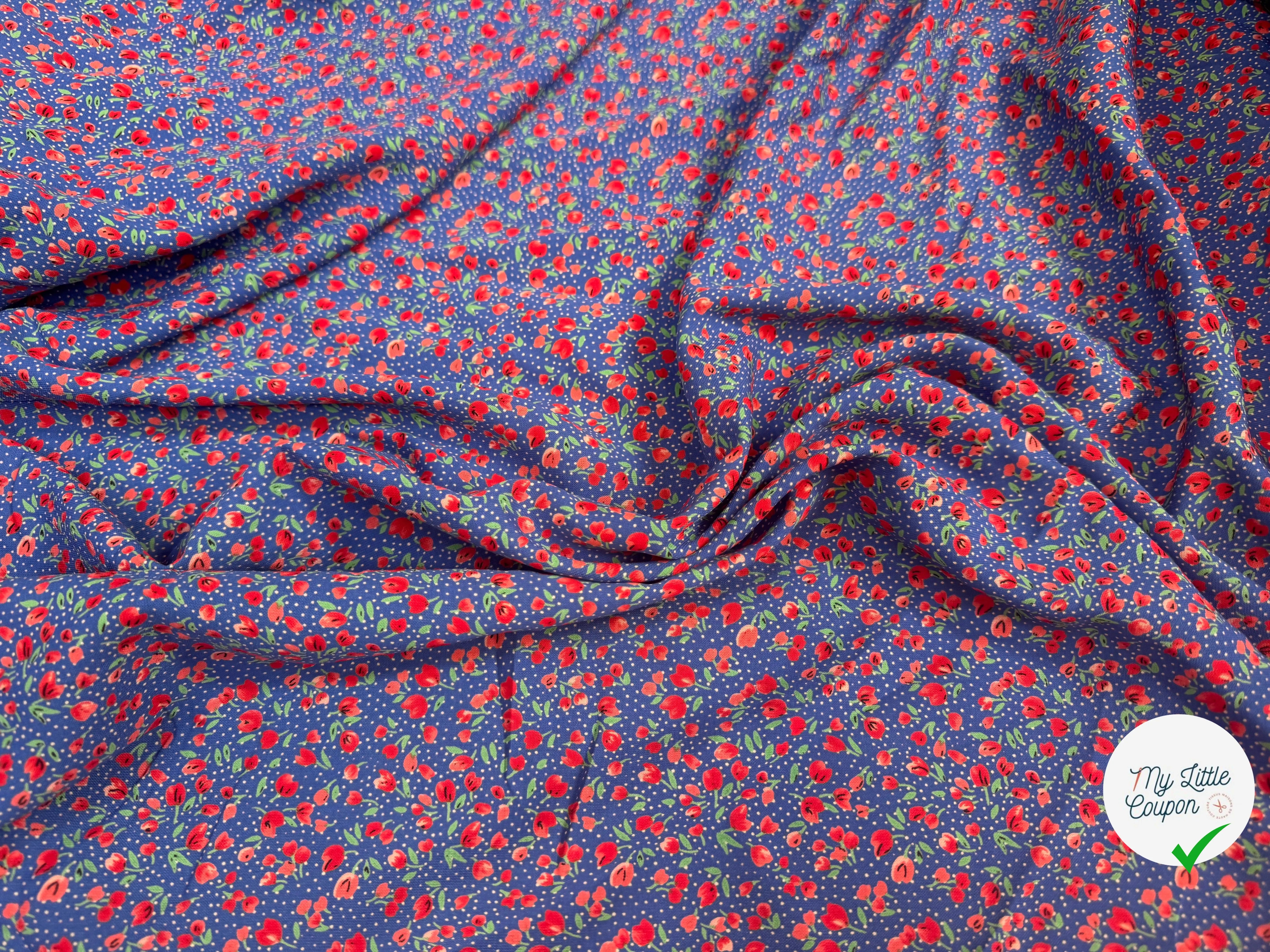 WOOLPEACH PTITE FLEURS ROUGE FOND BLEU - My Little Coupon