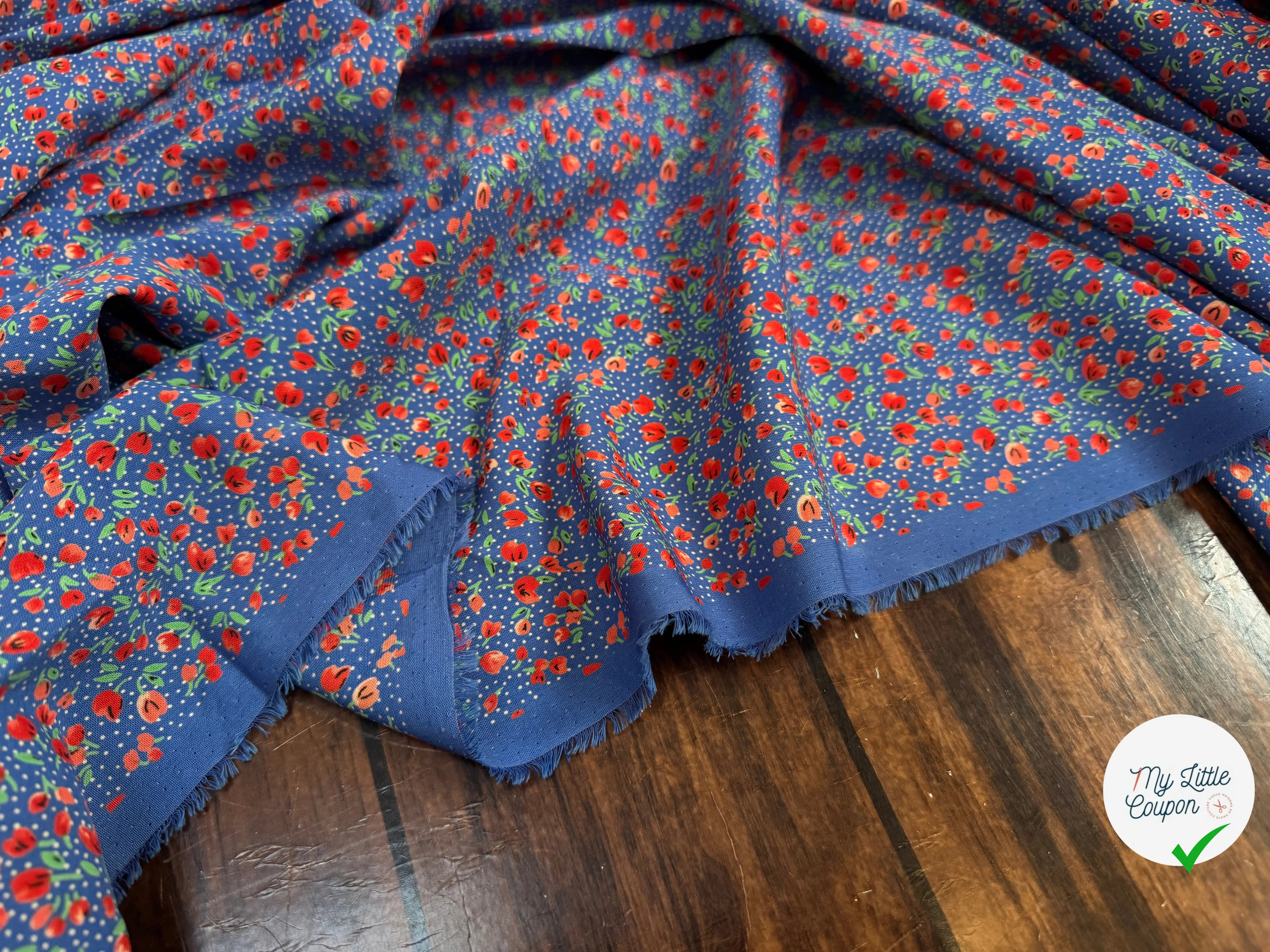 WOOLPEACH PTITE FLEURS ROUGE FOND BLEU - My Little Coupon