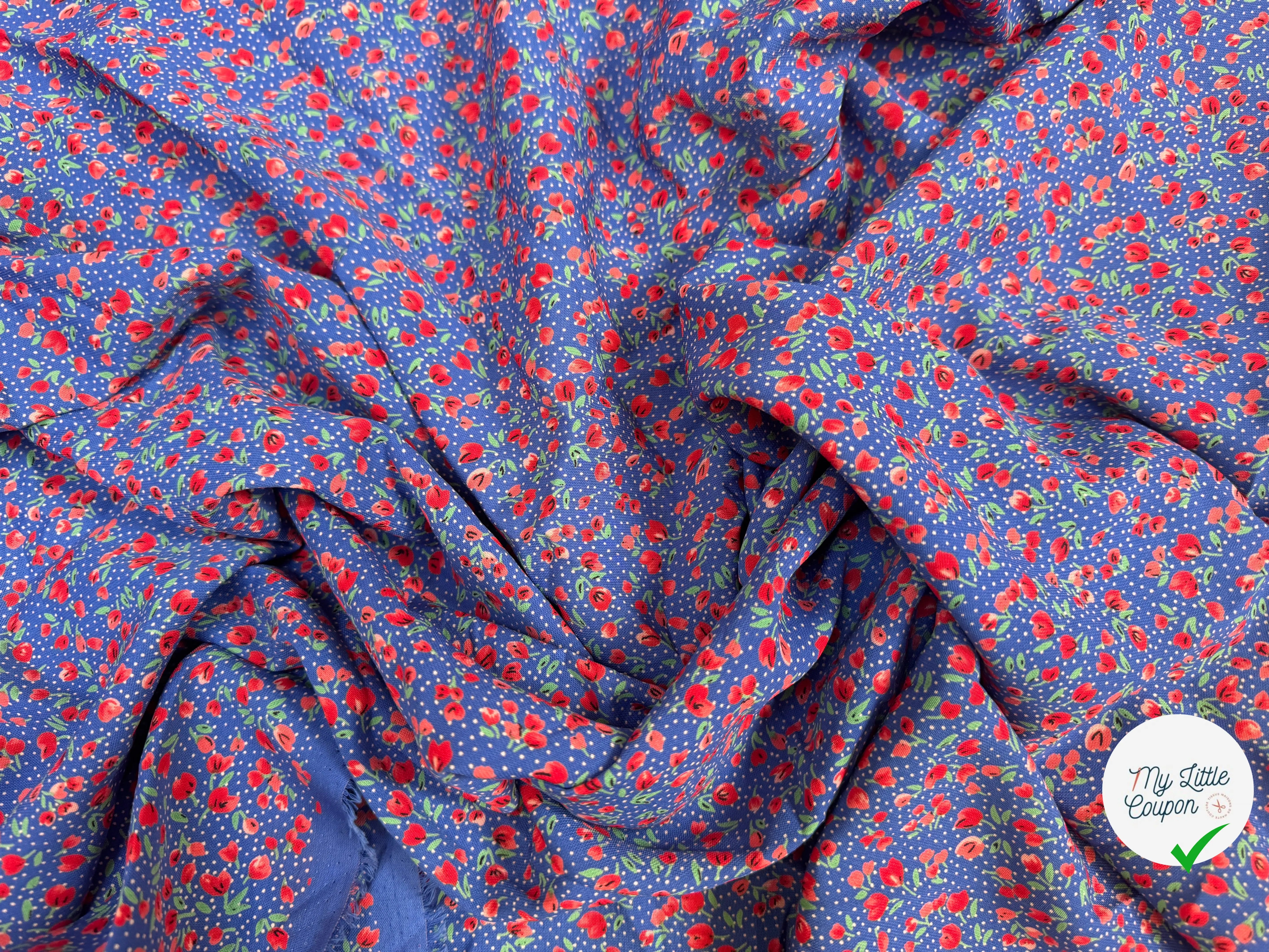 WOOLPEACH PTITE FLEURS ROUGE FOND BLEU - My Little Coupon