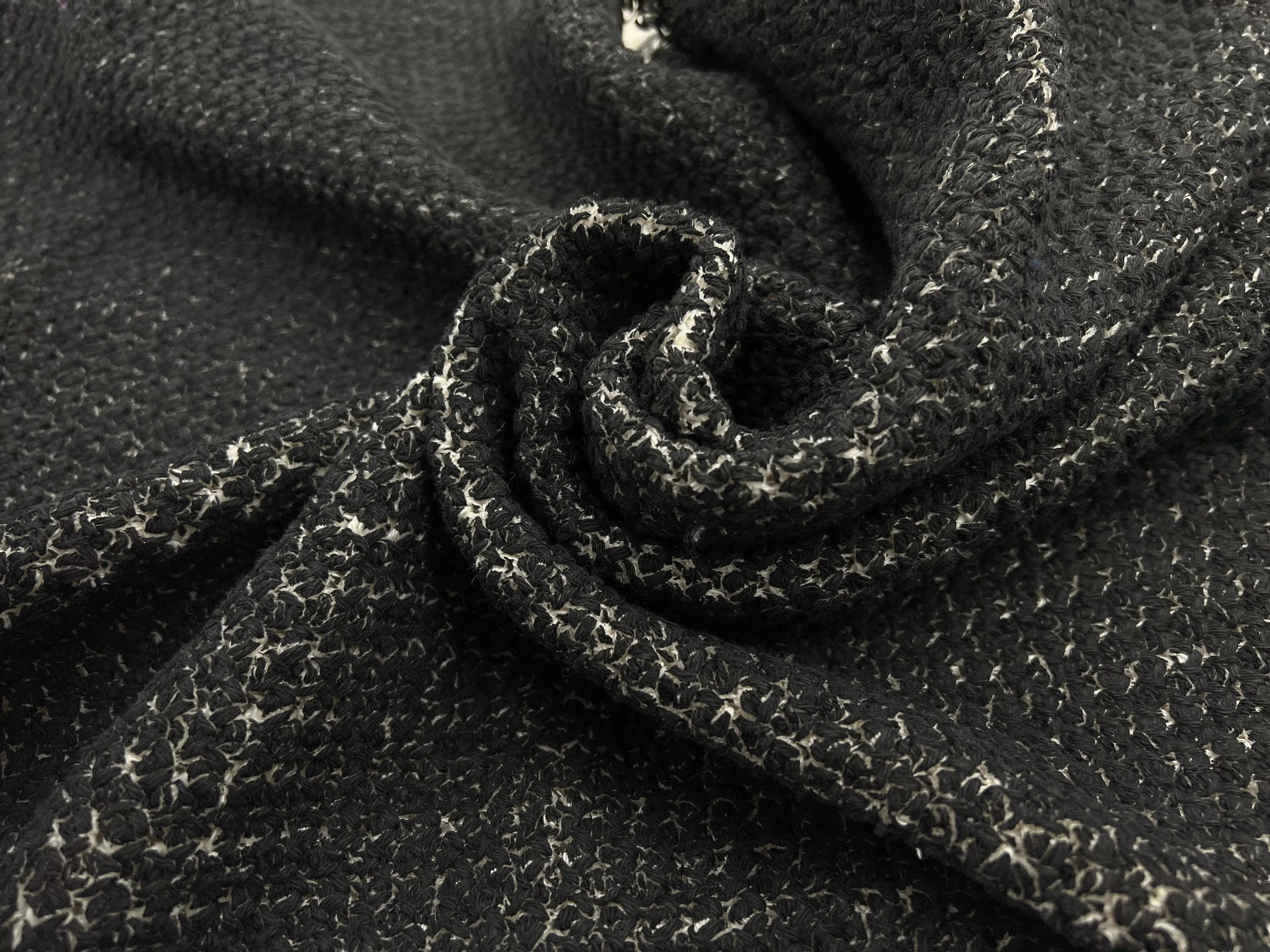 BOUCLETTE REVERSIBLE NOIR SUR BLANC CASSÉ FAÇON TRICOT - My Little Coupon - tissu - coudre