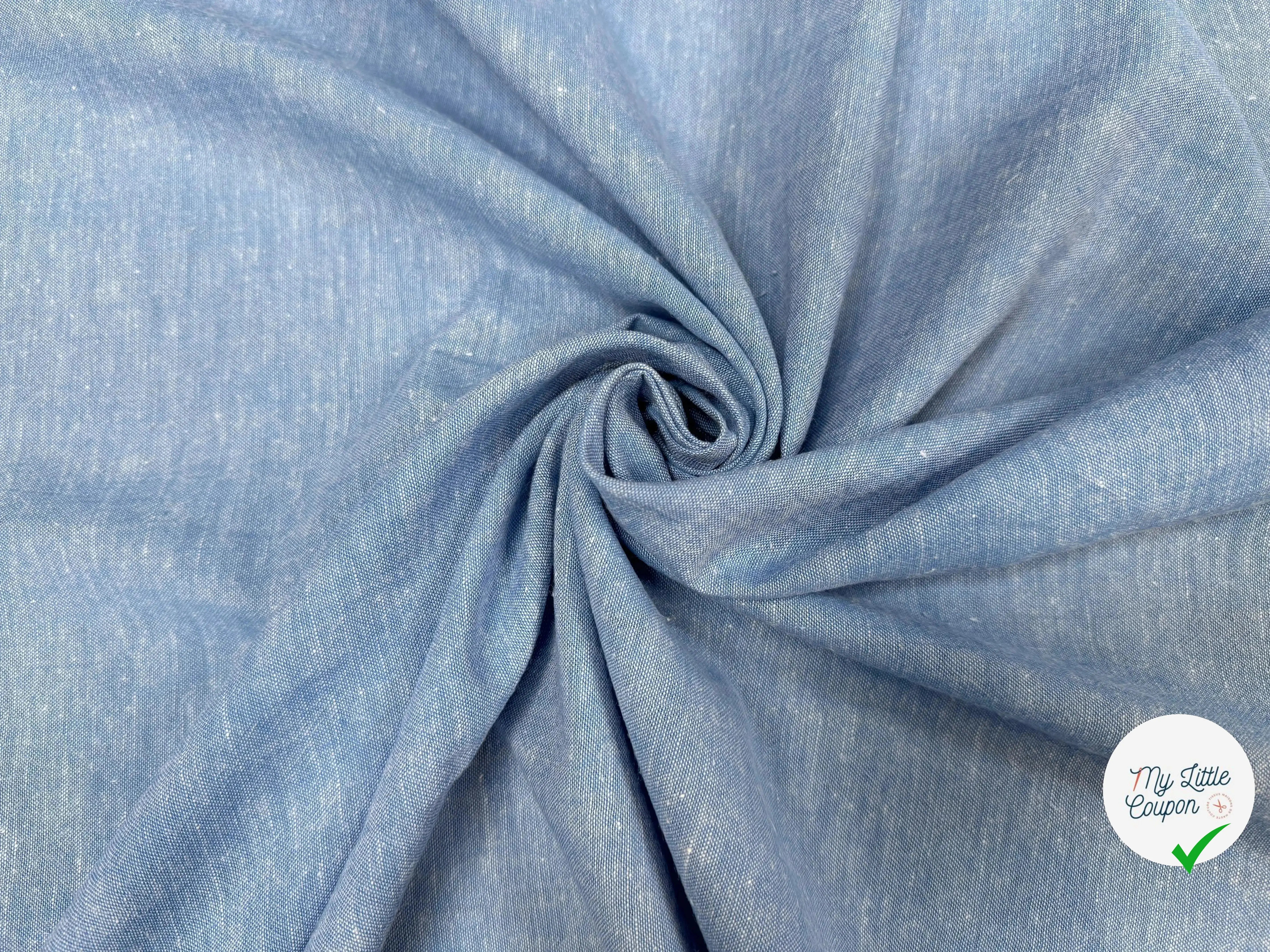 CHAMBRAY COTON LIN, Downy Blue - My Little Coupon