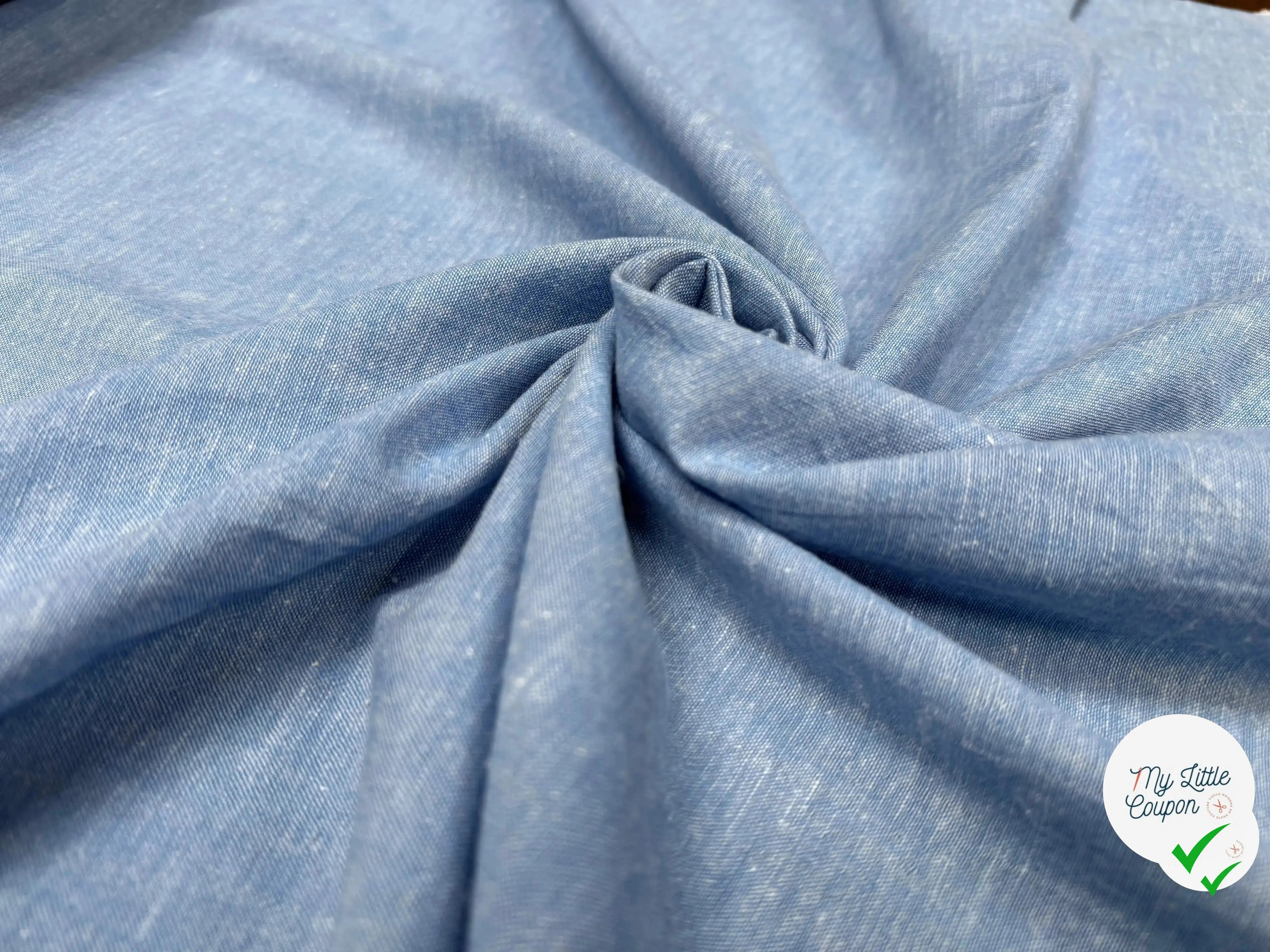 CHAMBRAY COTON LIN, Downy Blue - My Little Coupon